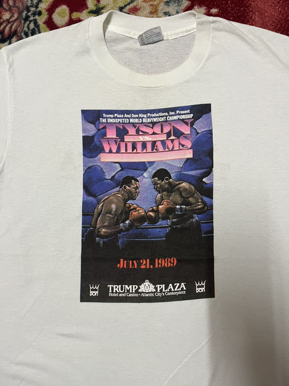 Vintage Rare Vintage 80s Mike Tyson vs Carl Williams Tshirt Size US L / EU 52-54 / 3 - 3 Thumbnail
