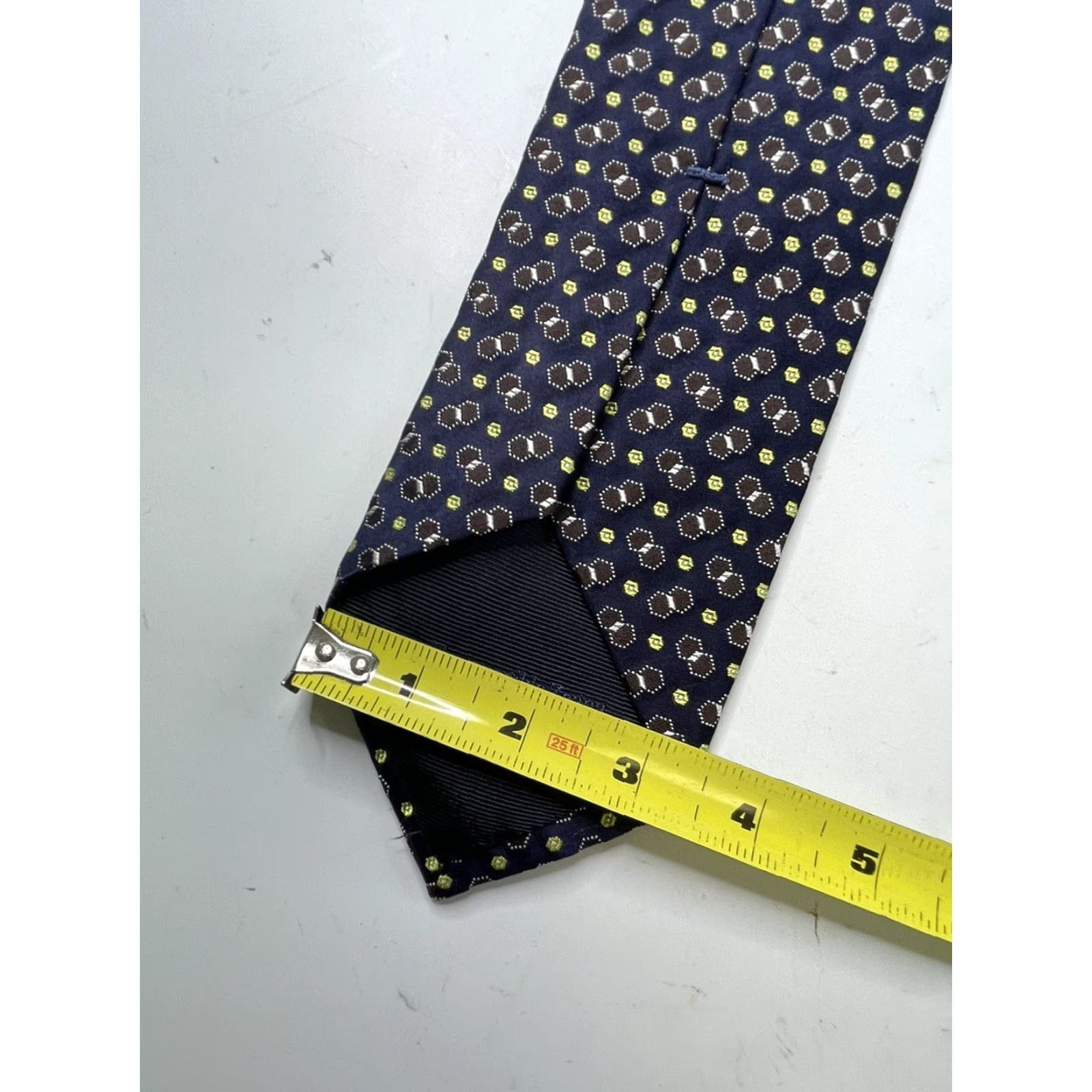 Zegna Tie Men Silk Necktie Geometric Navy Blue Multicolor Pattern 100% Silk Luxury Tie Mens
