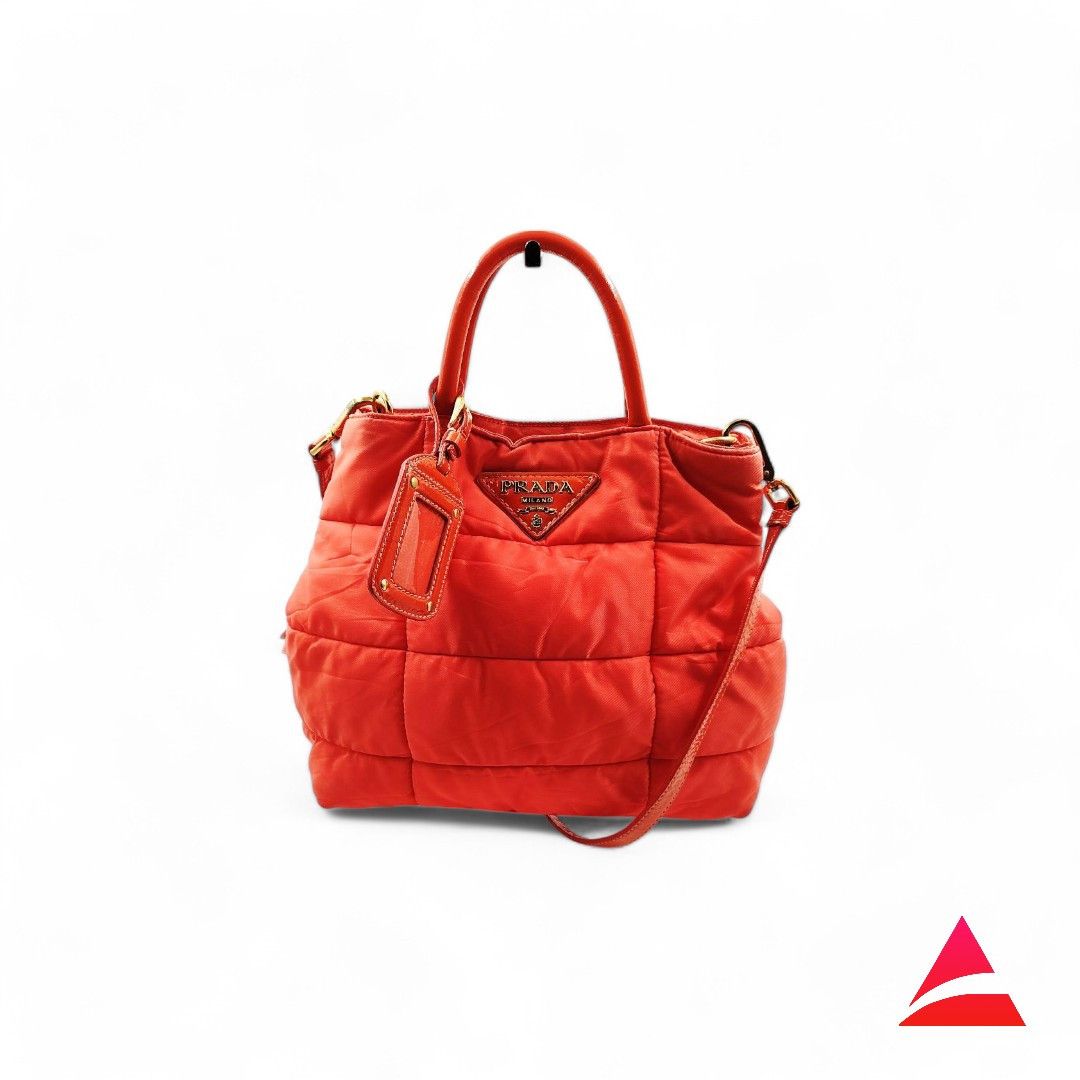 Prada Prada - Bomber Tessuto 2way Handbag Orange Pink Nylon Size ONE SIZE - 1 Thumbnail