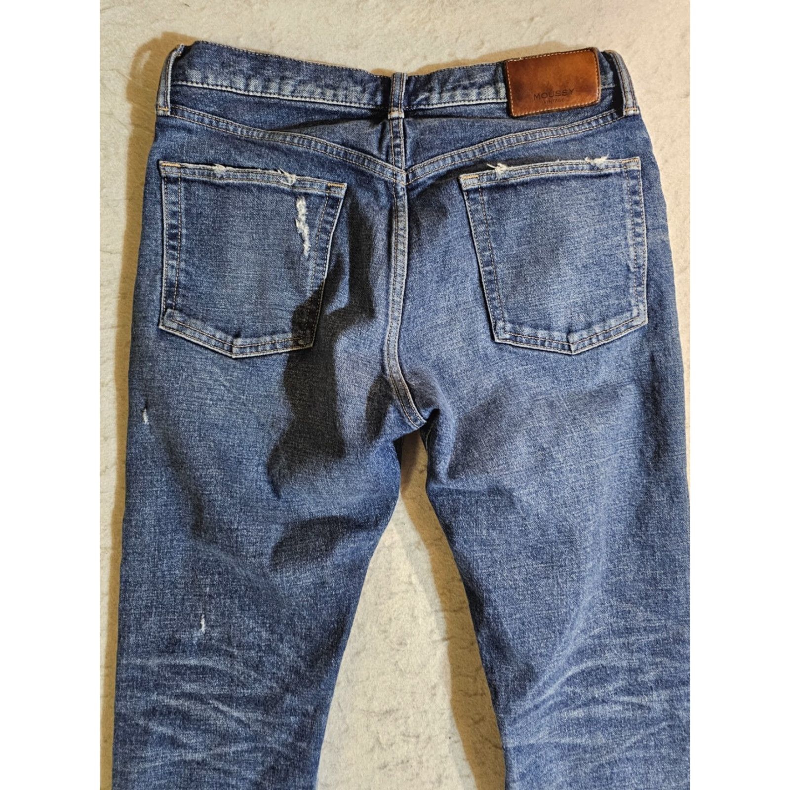 MOUSSY MOUSSY Jeans Distressed Straight Leg Button Fly Womens Sz 27 Japan Denim Blue 28 Inseam Regular Rise Low Vintage No Superman? Size 27" / US 4 / IT 40 - 7 Thumbnail
