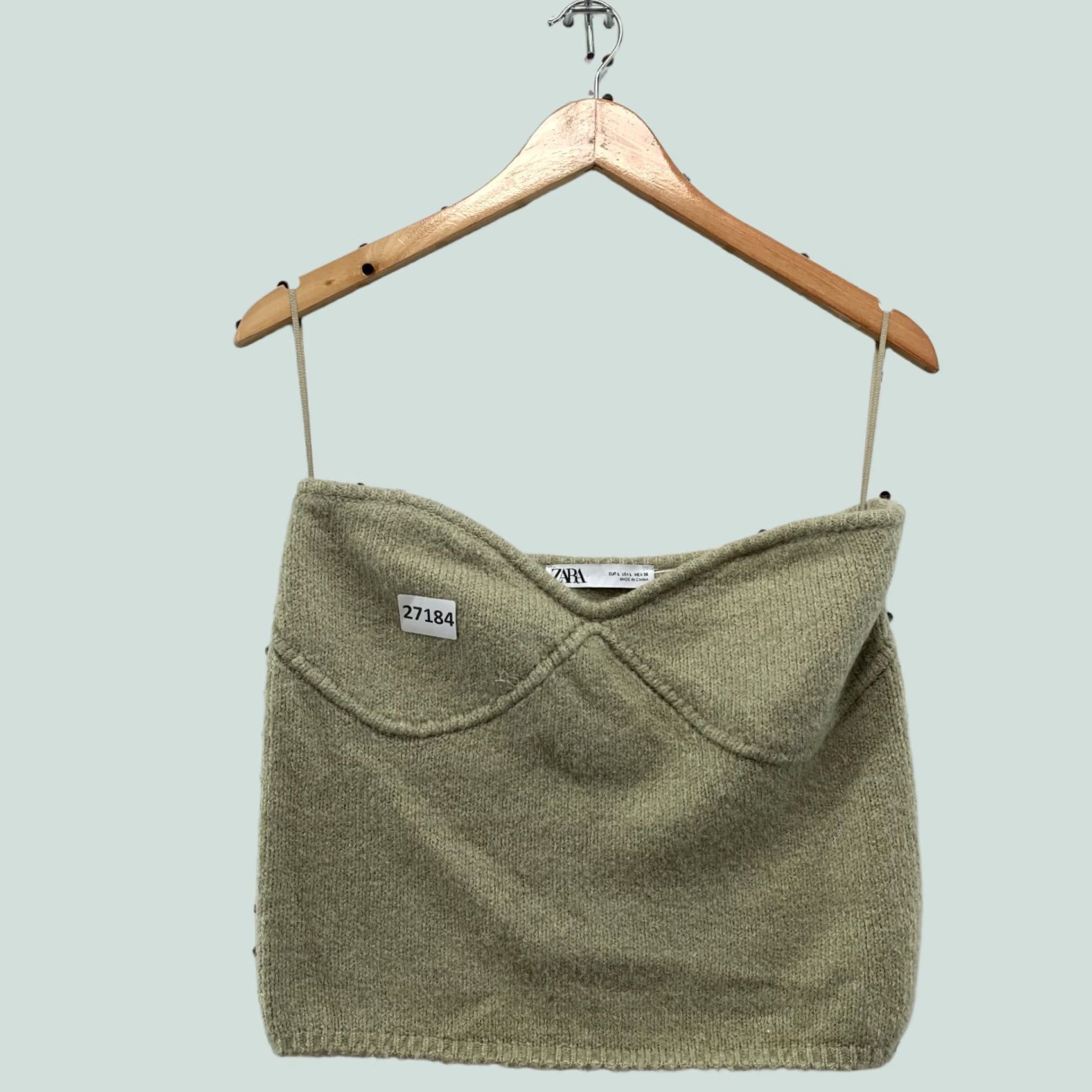 Zara Zara Wool Blend Tank Crop Top Womens Large Beige 16" Width Size L / US 10 / IT 46 - 1 Thumbnail