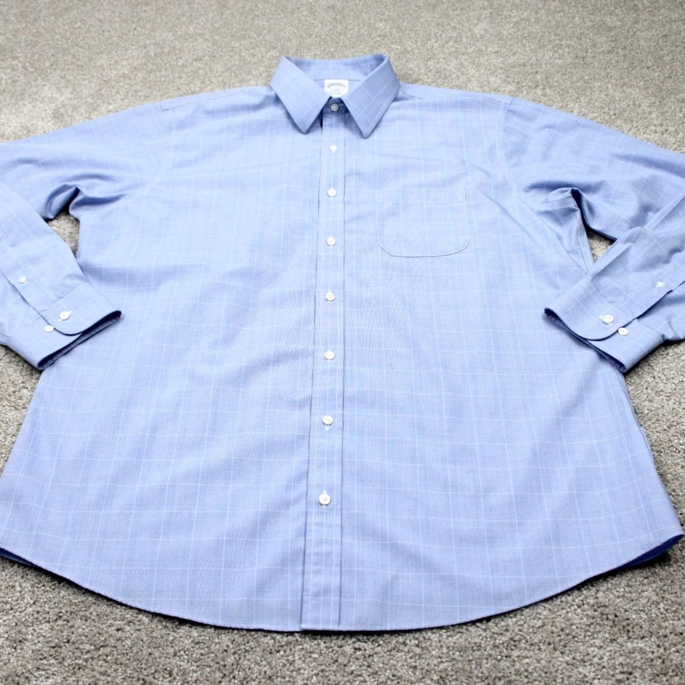 Brooks Brothers Brooks Brothers Regent Dress Shirt Mens 17 6/7 Blue Non-Iron Cotton L/S Shirt Size 46R - 2 Thumbnail
