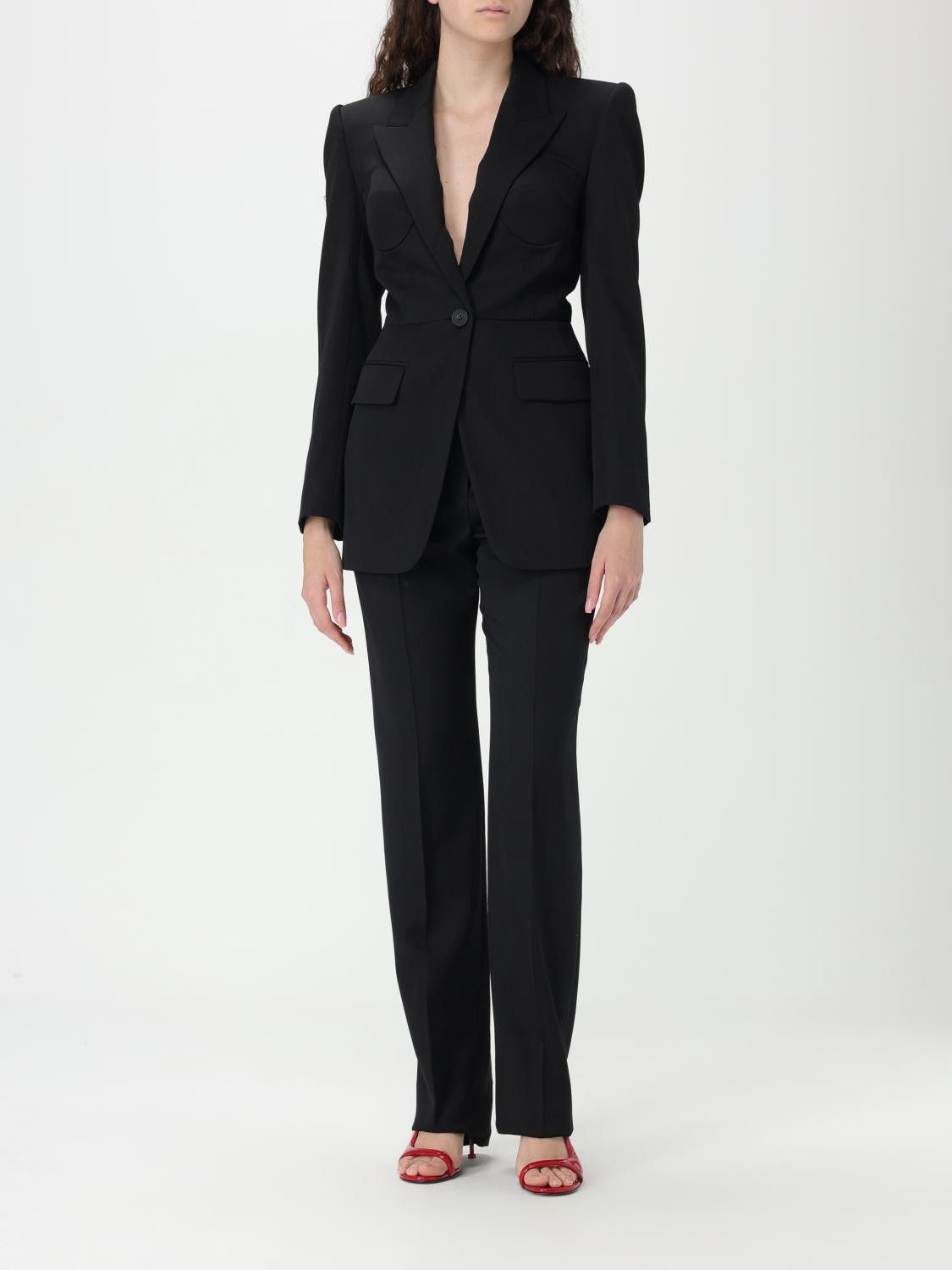 Alexander McQueen o1srvl11e0326 High-Waisted Cigarette Trousers in Black Size 36" / US 14 / IT 50 - 2 Thumbnail