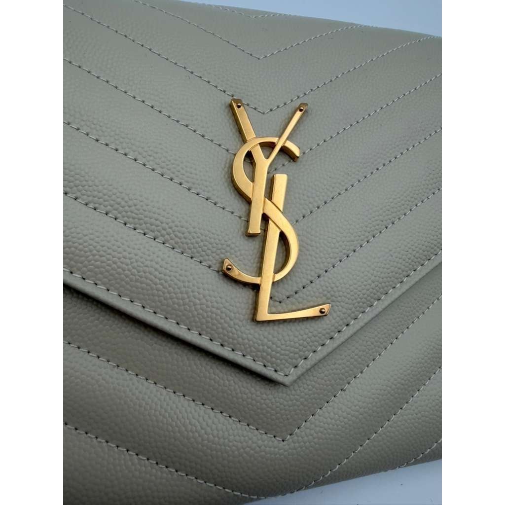 Saint Laurent Paris CC31 Size: OS / YSL Envelope wristlet in Grey Size ONE SIZE - 2 Thumbnail