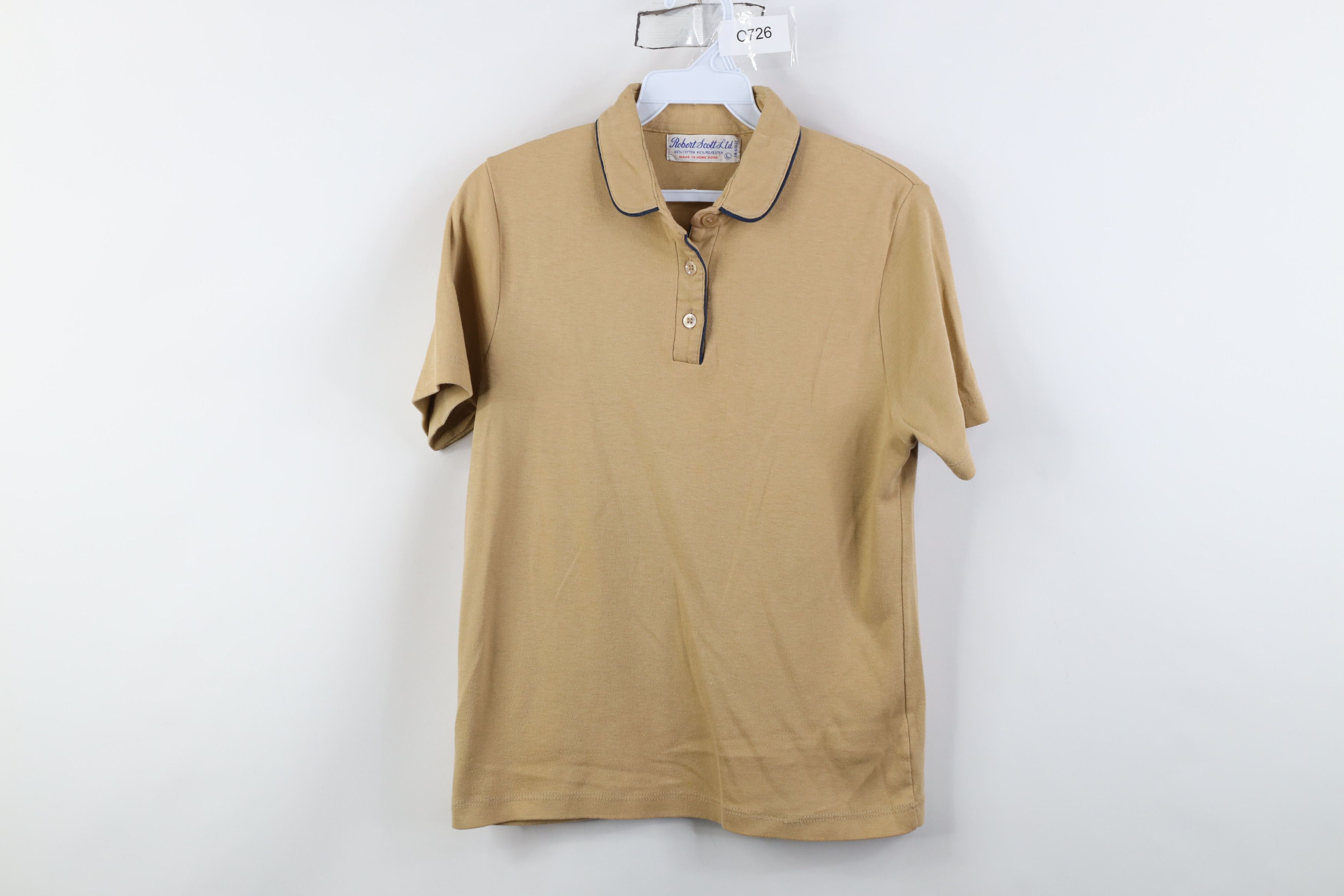 Vintage Vintage 70s Streetwear Knit Collared Polo Shirt Beige Size L / US 10 / IT 46 - 1 Thumbnail