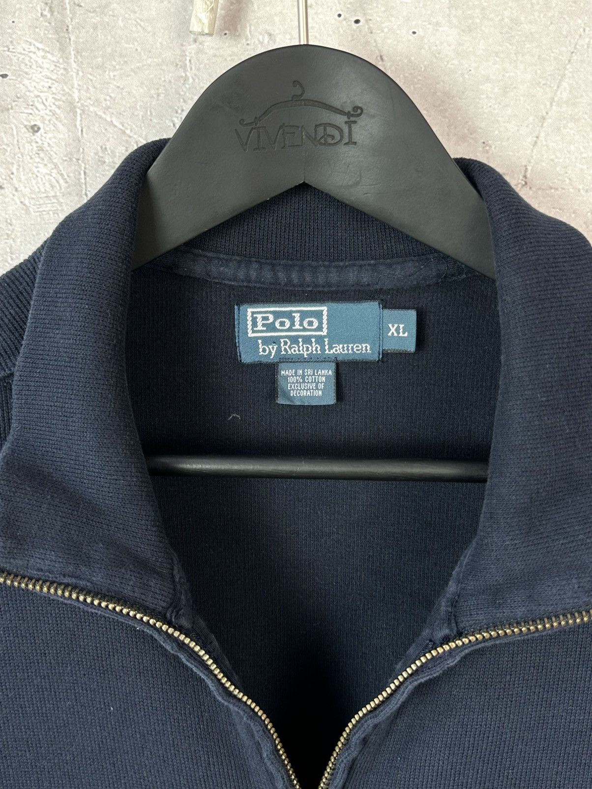 Polo Ralph Lauren Vintage Ralph Lauren Full Zip Navy Blue Cotton Jumper Size US XL / EU 56 / 4 - 4 Thumbnail