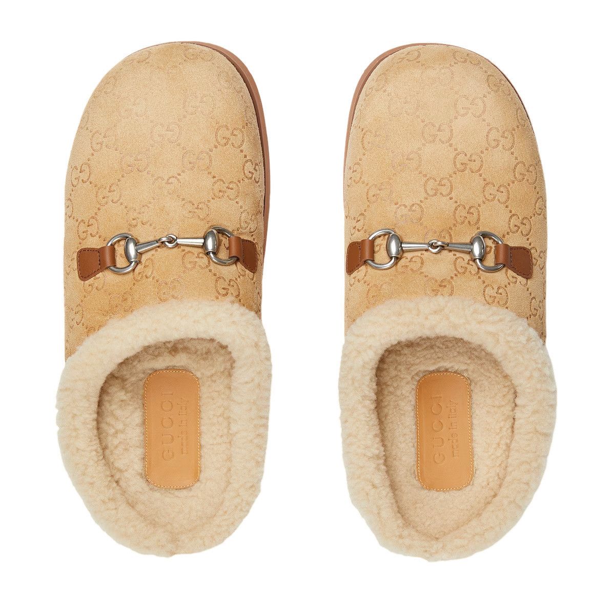 GUCCI $1390 Men's Light Beige GG Suede Horsebit Loafers New