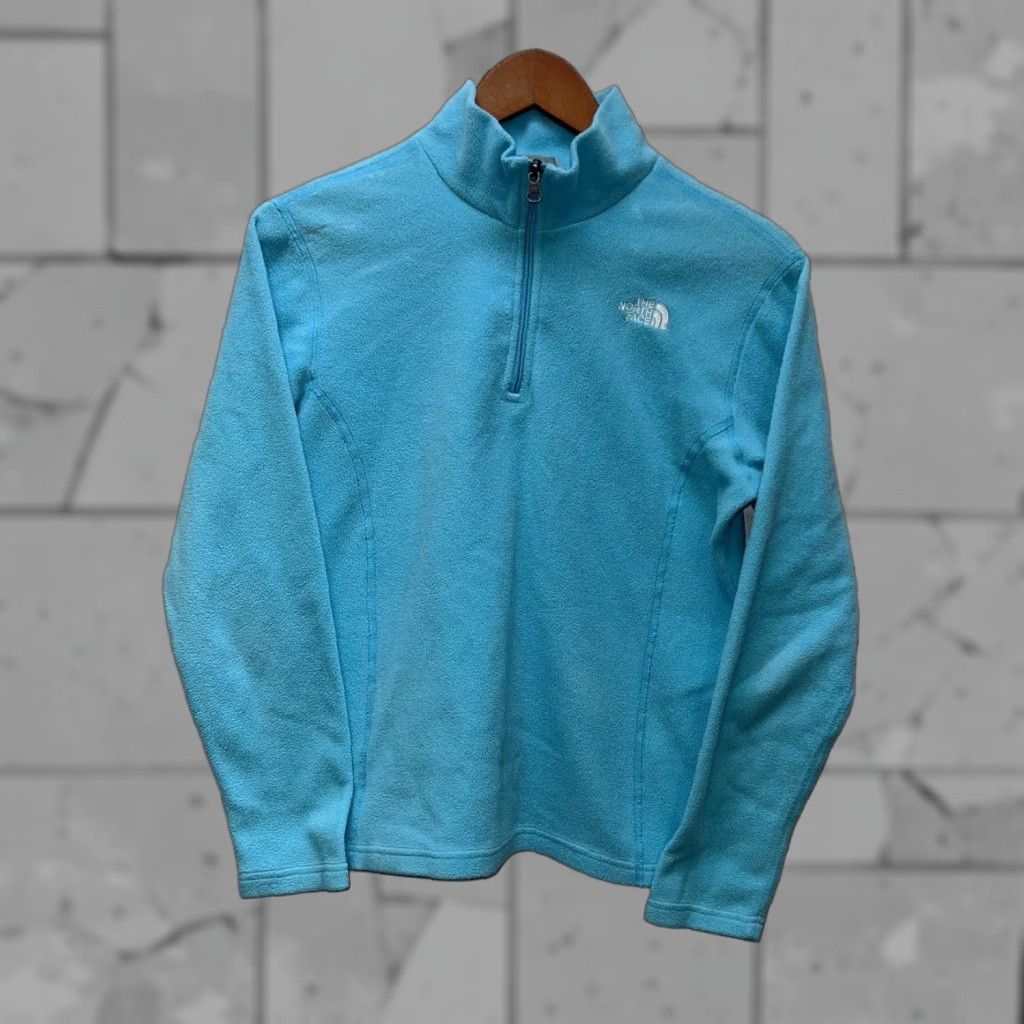 The North Face The North Face Blue Fleece Half Zip Pullover Womens Size M Zip Closure Sweatshirt Activewear Pullover Mens Womens Size M / US 6-8 / IT 42-44 - 1 Thumbnail