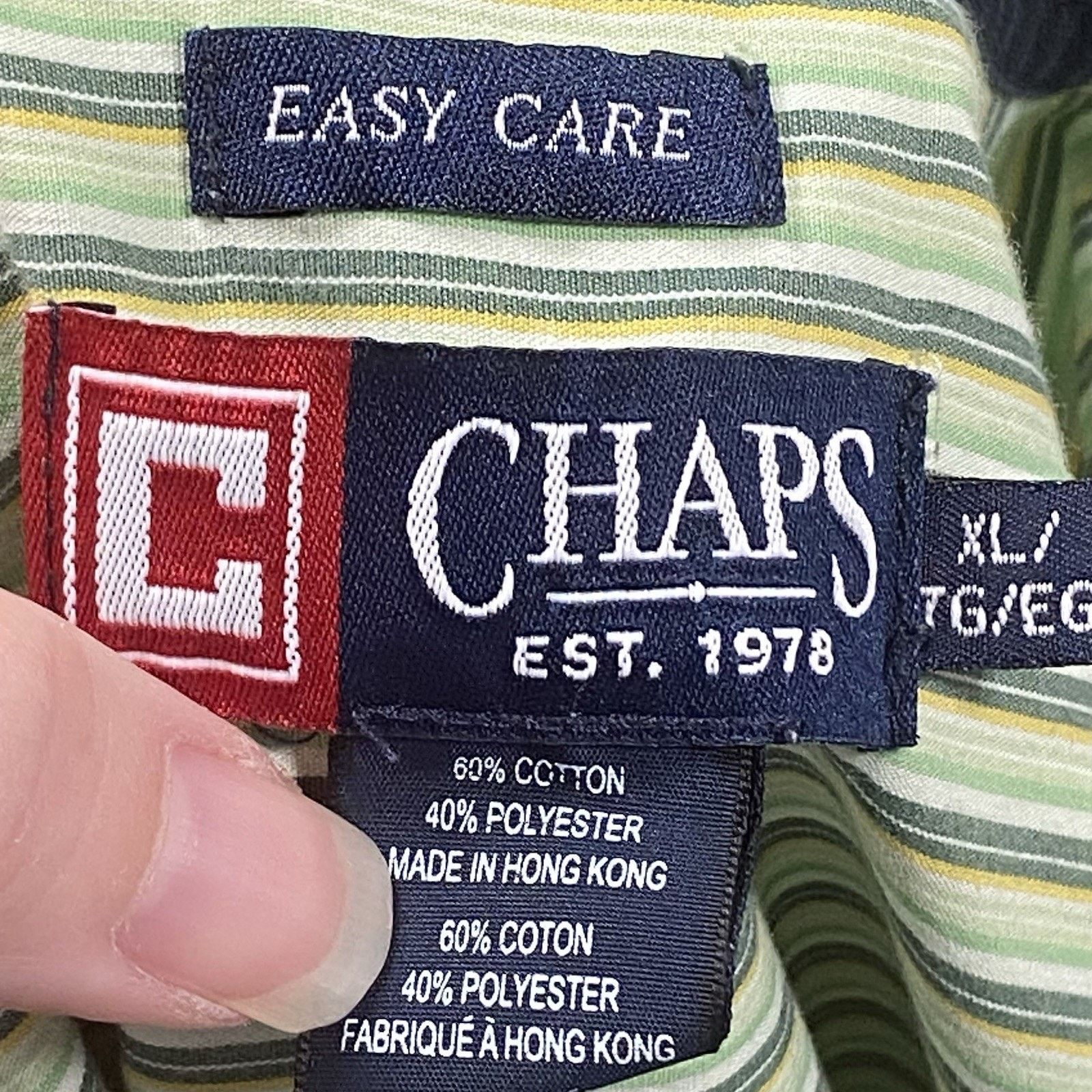 Chaps Chaps Mens XL Button Down Shirt Long Sleeve Striped Green Size US XL / EU 56 / 4 - 6 Thumbnail
