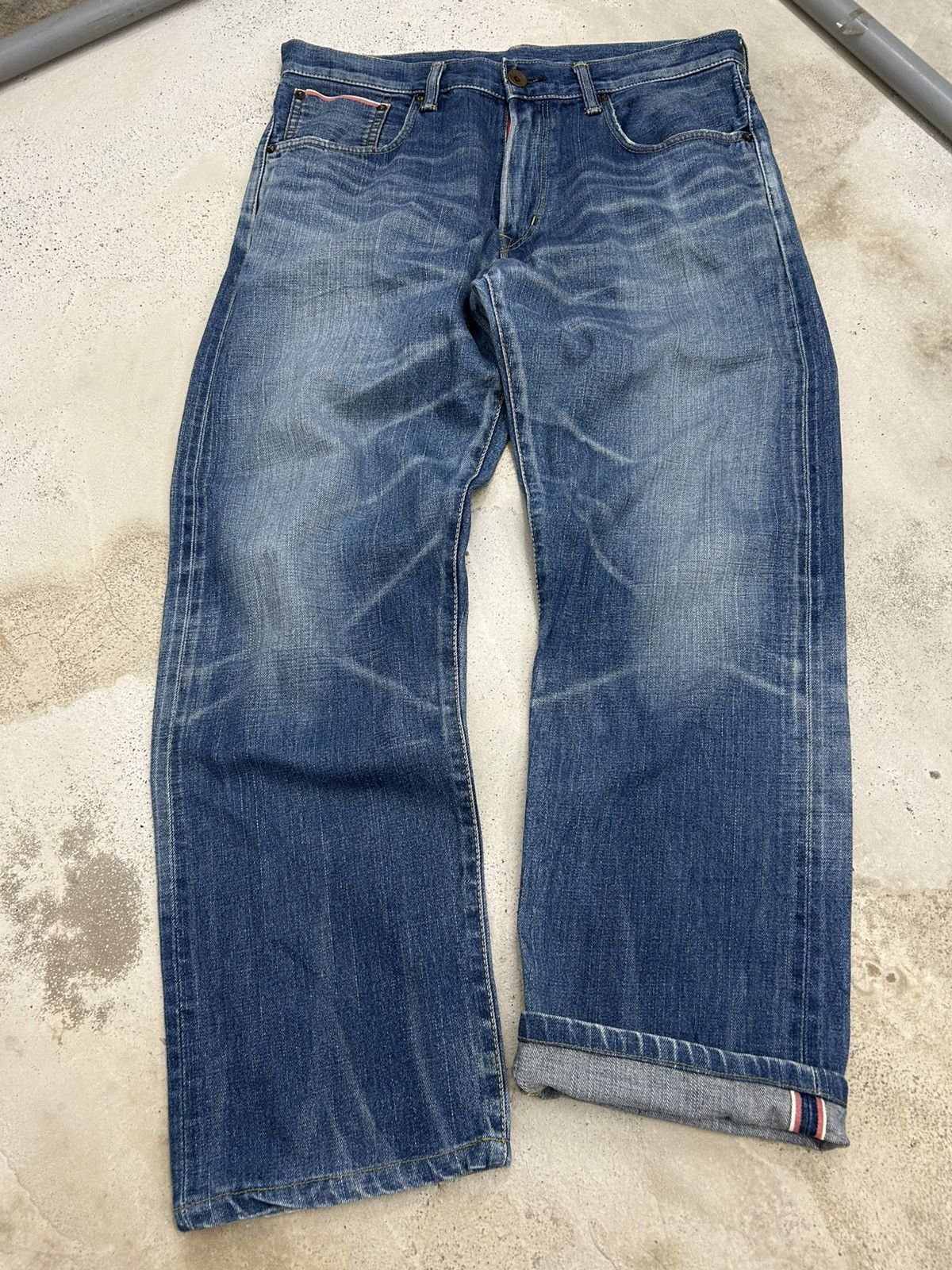 Edwin Edwin 505z Selvedge Buckle Back Baggy Denim Orange Tab Size US 35 - 2 Thumbnail