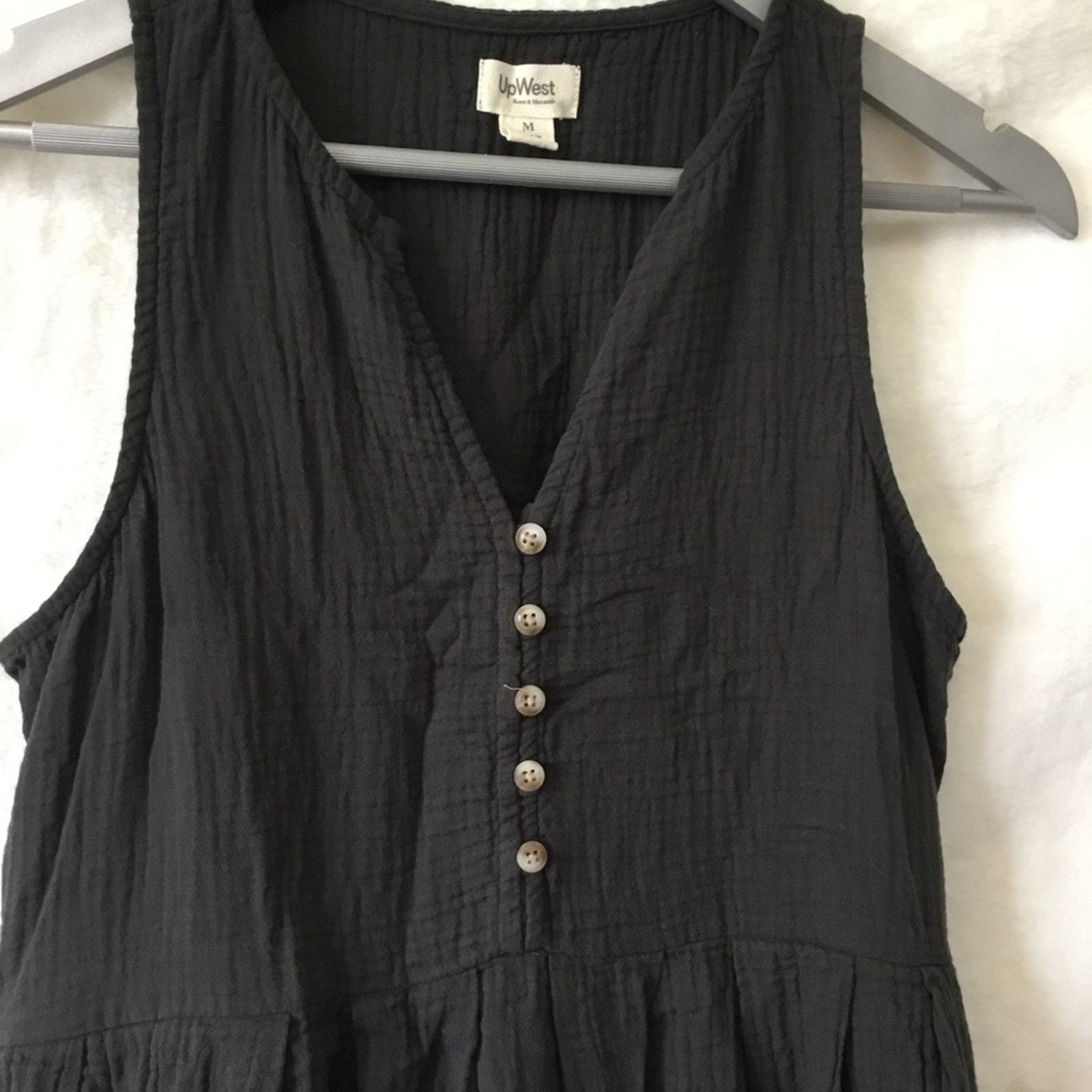 Other UpWest Dark Gray Sleeveless Button-Front Gauze Mini Dress Size M / US 6-8 / IT 42-44 - 2 Thumbnail
