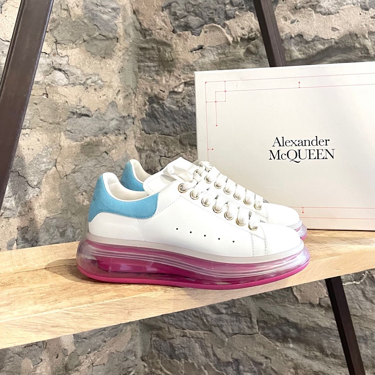 Alexander McQueen Alexander McQueen Oversized White Leather Sneakers Size US 7.5 / IT 37.5 - 1 Thumbnail