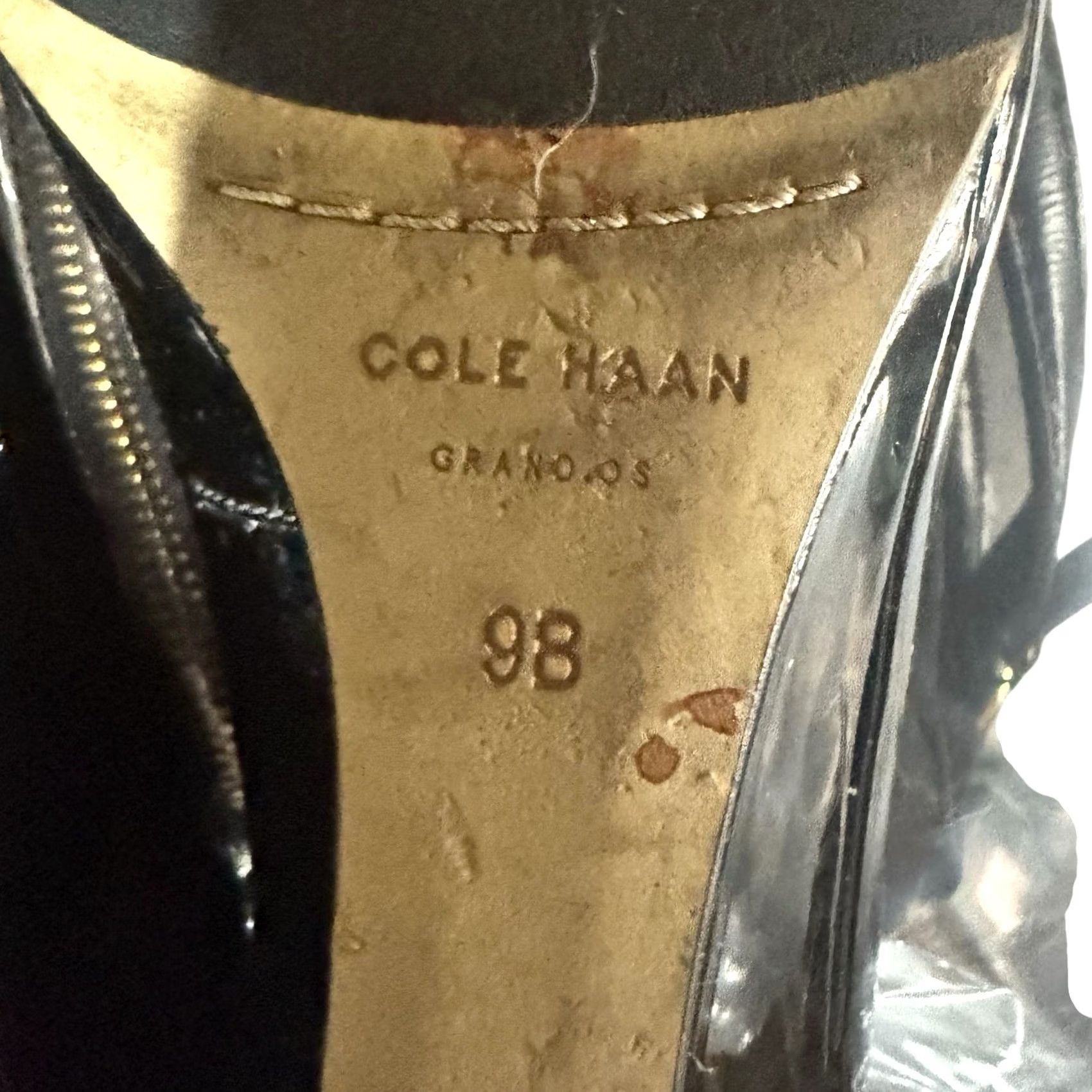 Cole Haan Cole Haan Women's Patent Leather Black Bethany Wedge Heels Sz 9 B Medium Cushioned Leather Lining Slip On Closed Toe Classic Logo Heel Women Size US 9 / IT 39 - 3 Thumbnail