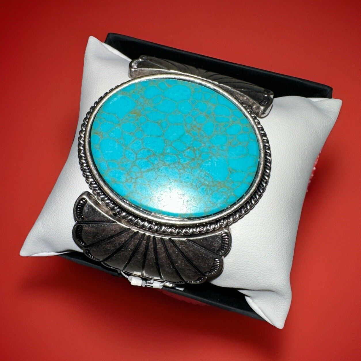 Other Blue Turquoise Silver Western Southwest Stretch Bracelet Ran Size ONE SIZE - 1 Thumbnail
