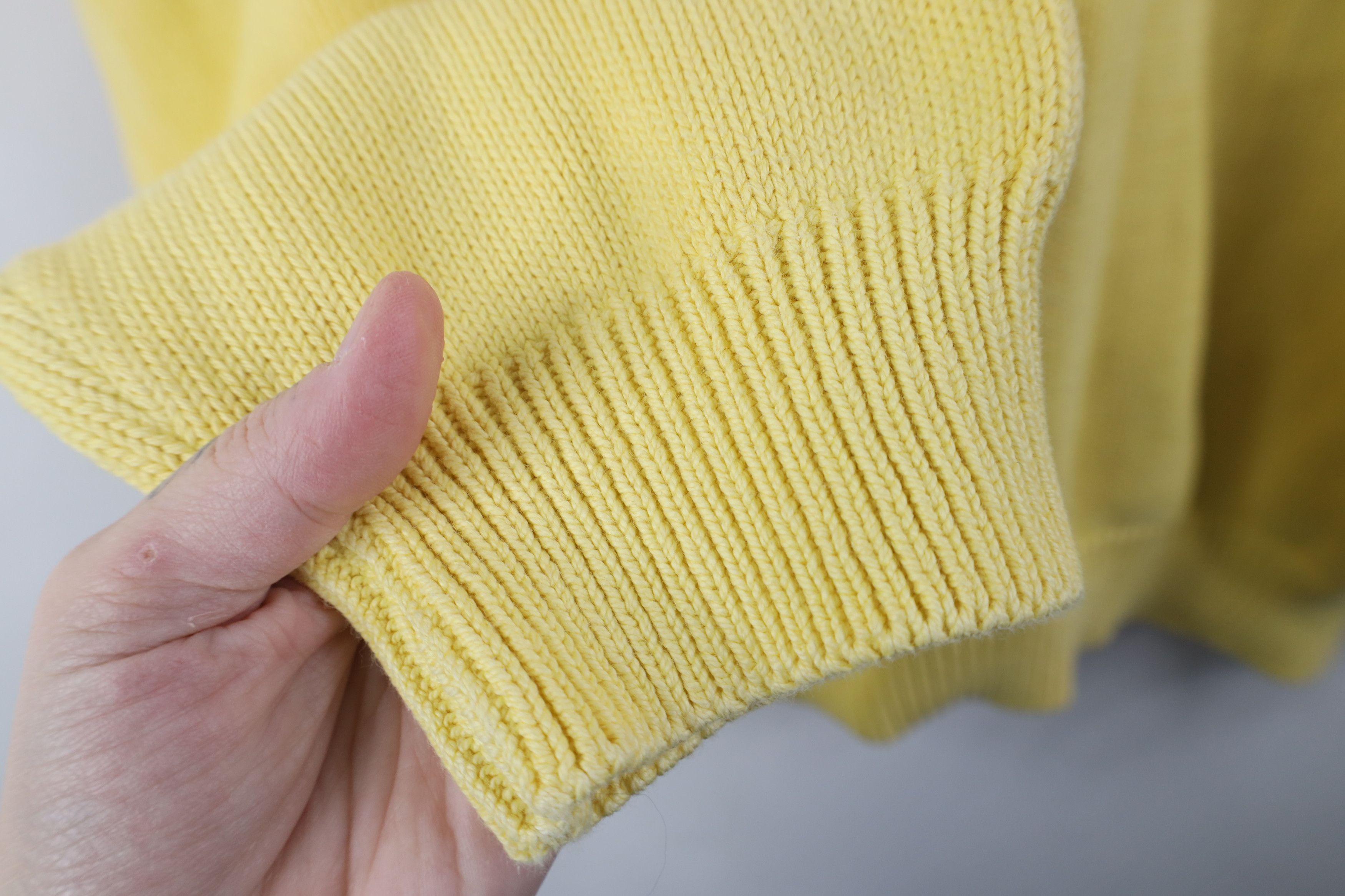 Lands' End Vintage 90s Lands End Cotton Knit V-Neck Sweater Yellow USA Size US XL / EU 56 / 4 - 5 Thumbnail