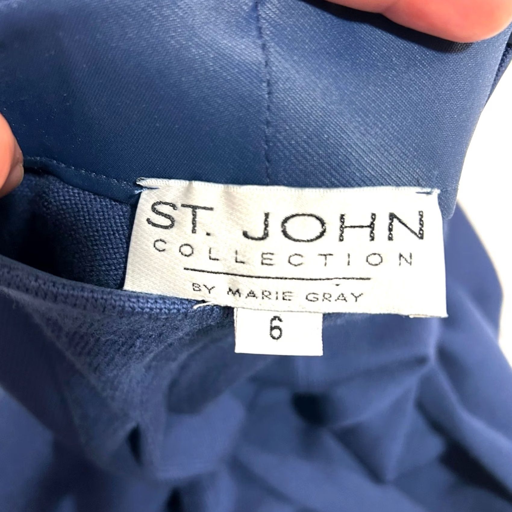 St. John St. John Santana Knit Pleated High Rise Wide Leg Pants Women 6 Navy Blue Size 28" / US 6 / IT 42 - 6 Thumbnail
