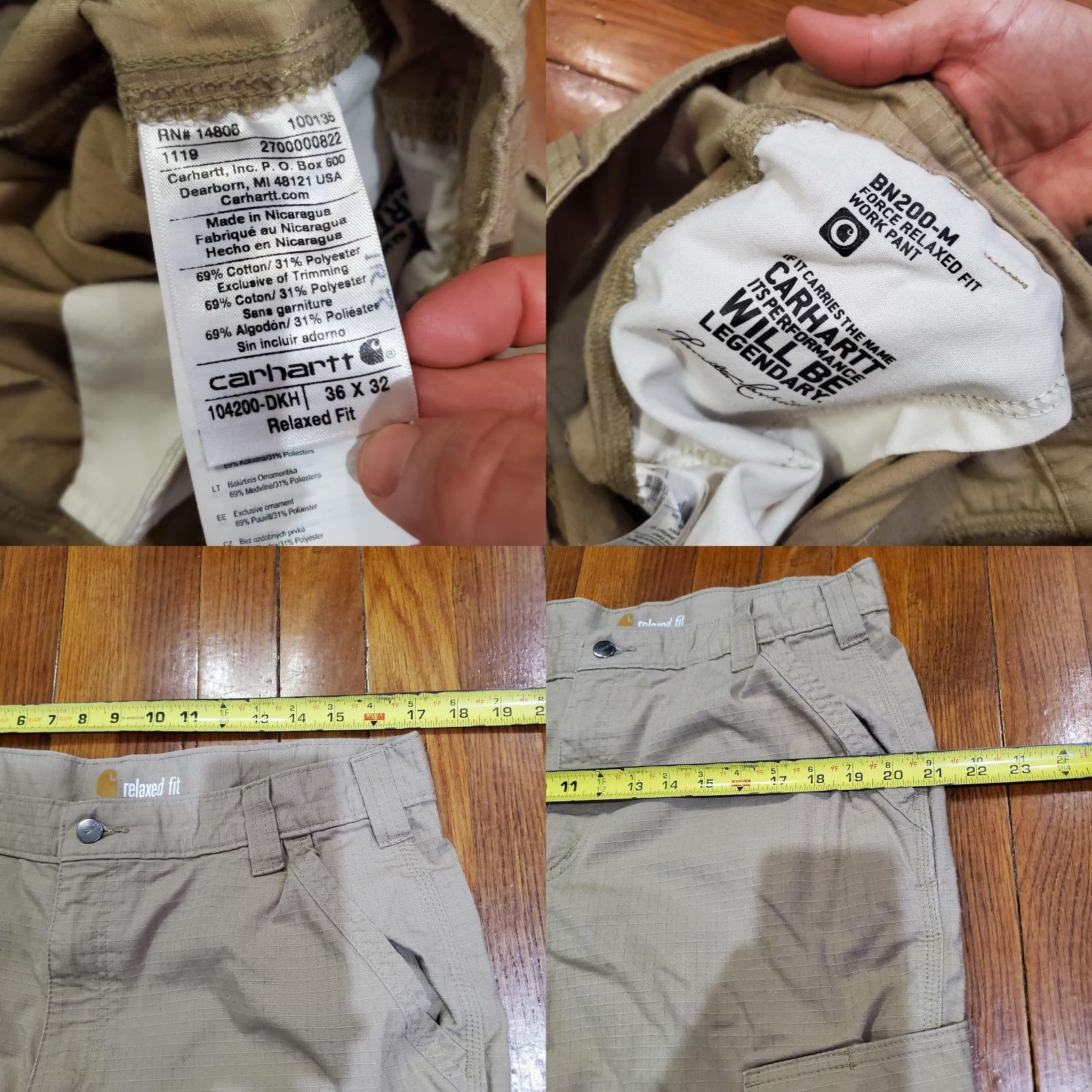Carhartt Carhartt Pants Mens 37x32 Beige Cargo Force Relaxed Fit Ripstop Workwear Utility Size US 36 / EU 52 - 8 Thumbnail