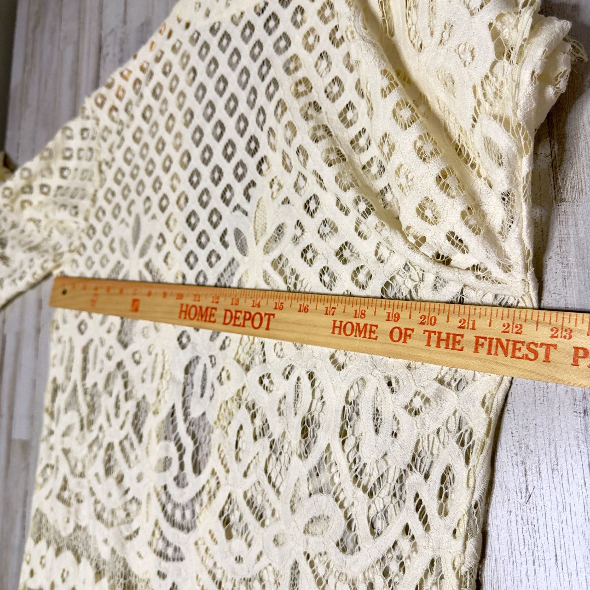 Designer Gimmick Cream Dip Dye Gradient Floral Lace Crochet Long Flya Size S / US 4 / IT 40 - 7 Thumbnail