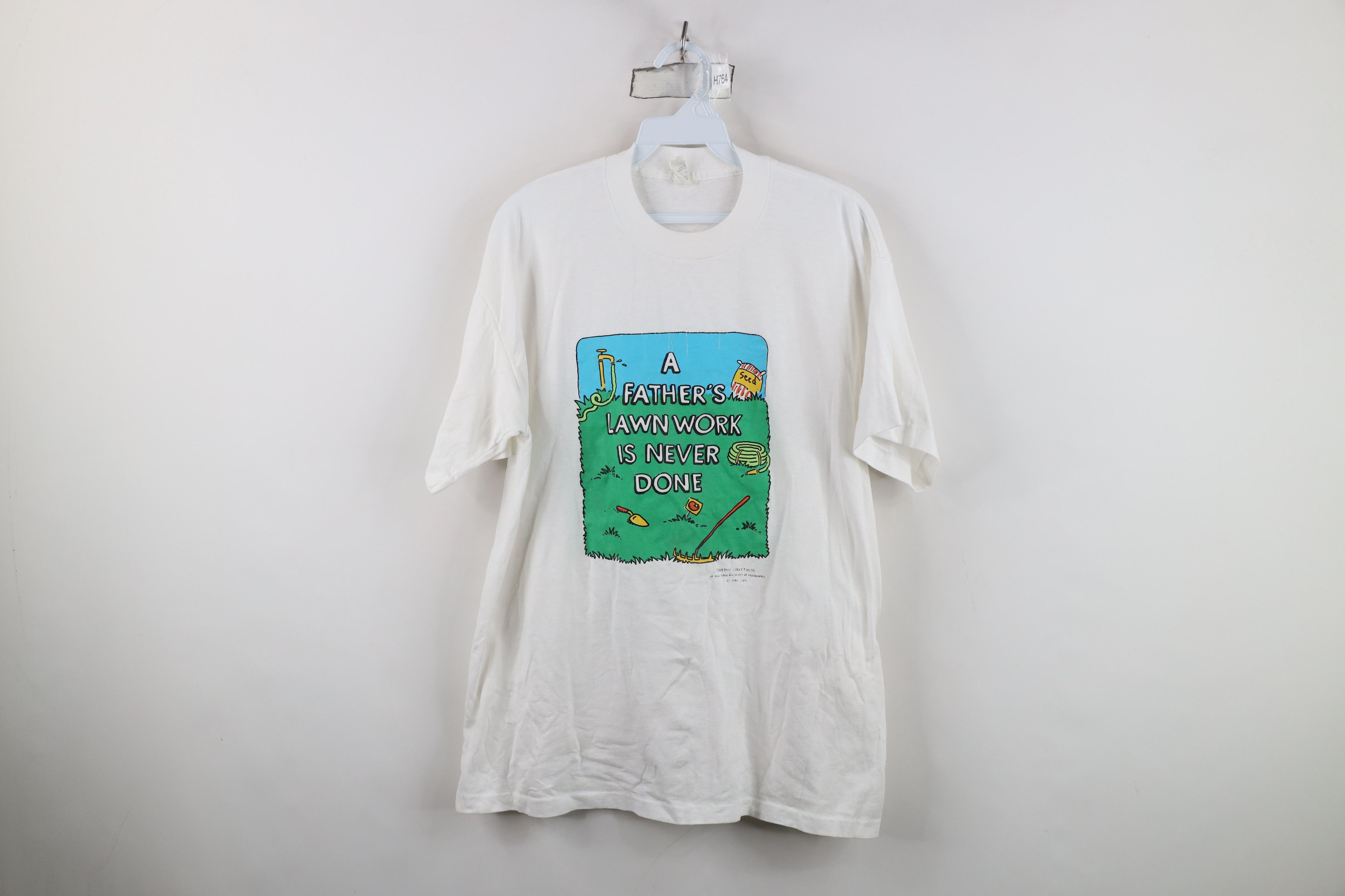 Vintage Vintage 90s Streetwear Lawn Work Is Never Done T-Shirt USA Size US XL / EU 56 / 4 - 1 Thumbnail