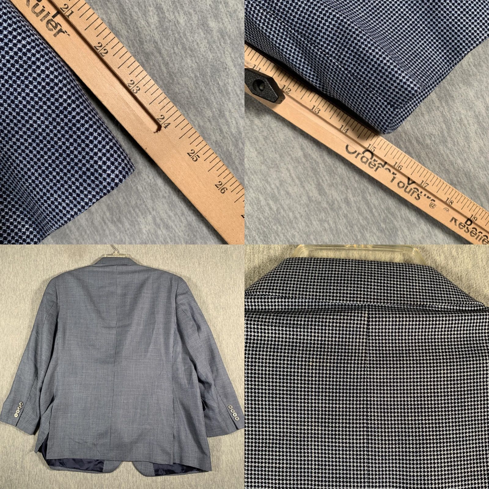David Donahue David Donahue Blazer Mens 48R Blue Check Wool Silk Linen Sport Coat Connor SPJ Jacket/Coat Regular Size 48R - 8 Thumbnail