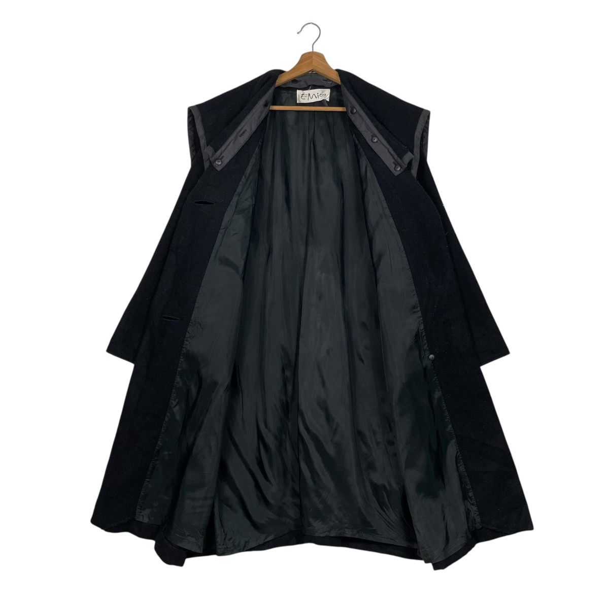 Japanese Brand Nice Design Emico Black Wool Overcoat Size M / US 6-8 / IT 42-44 - 12 Thumbnail