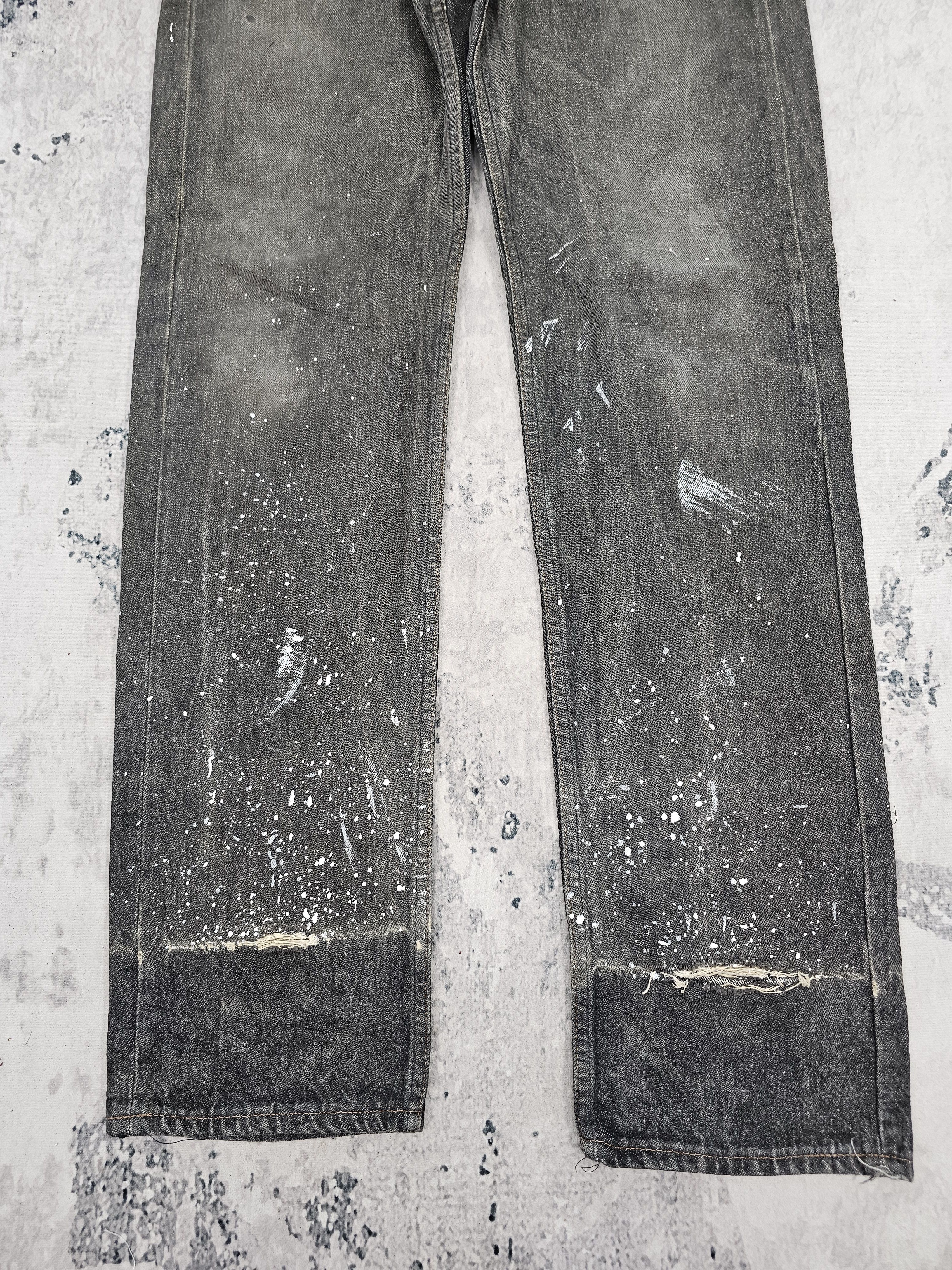Levi's Vintage LEVIS 501 Ripped Paint Splash Black Jeans L0451 Size US 33 - 4 Thumbnail