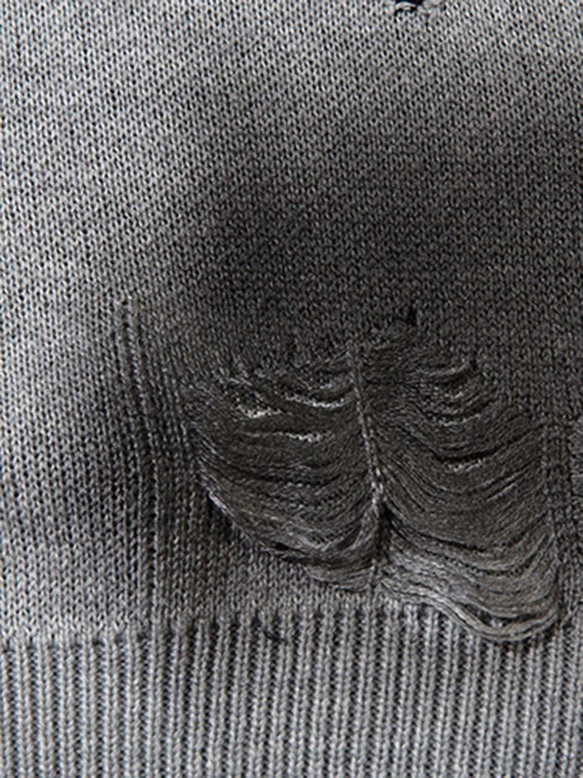 Japanese Brand Gray Distressed Knit Sweater with Cross Design Size US M / EU 48-50 / 2 - 11 Thumbnail