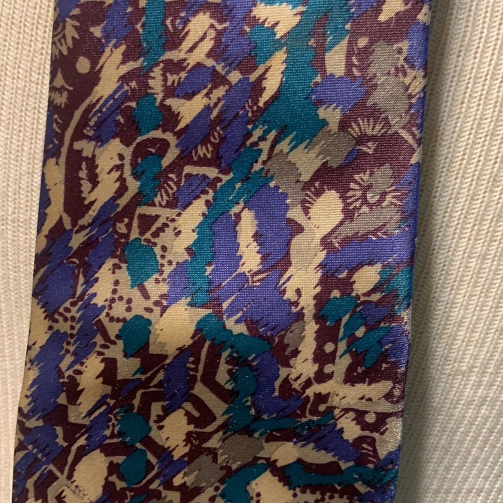 Vintage 80’s Egon von Furstenberg silk blend abstract modernist tie Size ONE SIZE - 4 Thumbnail