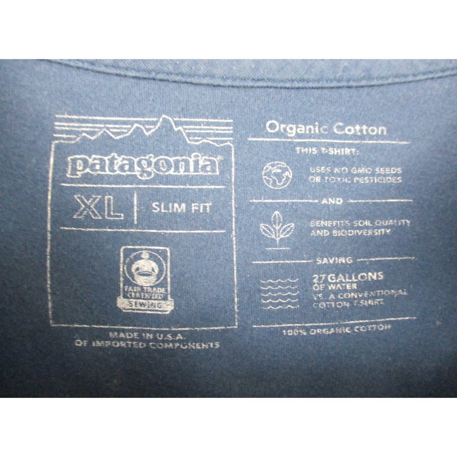 Patagonia VINTAGE Patagonia Shirt XL Adult Blue Slim USA Made USA Slim Short Sleeve Crew Neck Cotton T-Shirt Women Size XL / US 12-14 / IT 48-50 - 3 Thumbnail