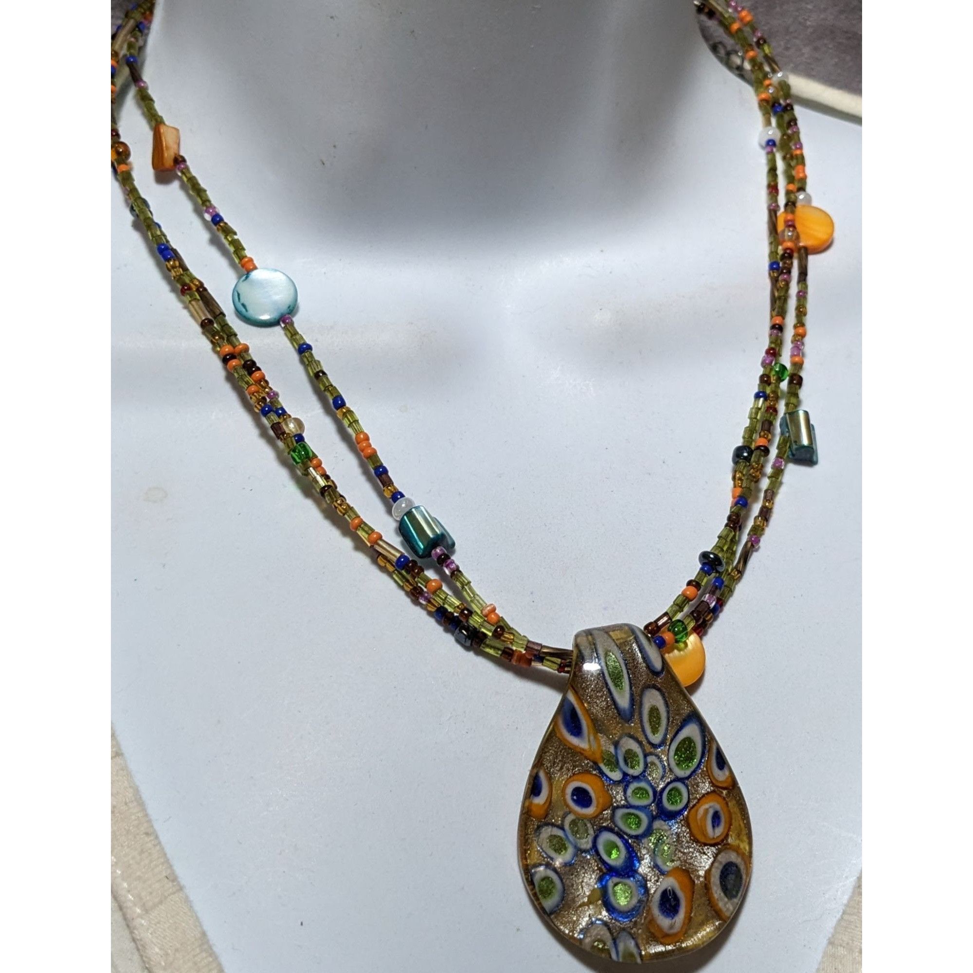Other Retro Rainbow Glass Beaded Pendant Necklace Size ONE SIZE - 6 Thumbnail
