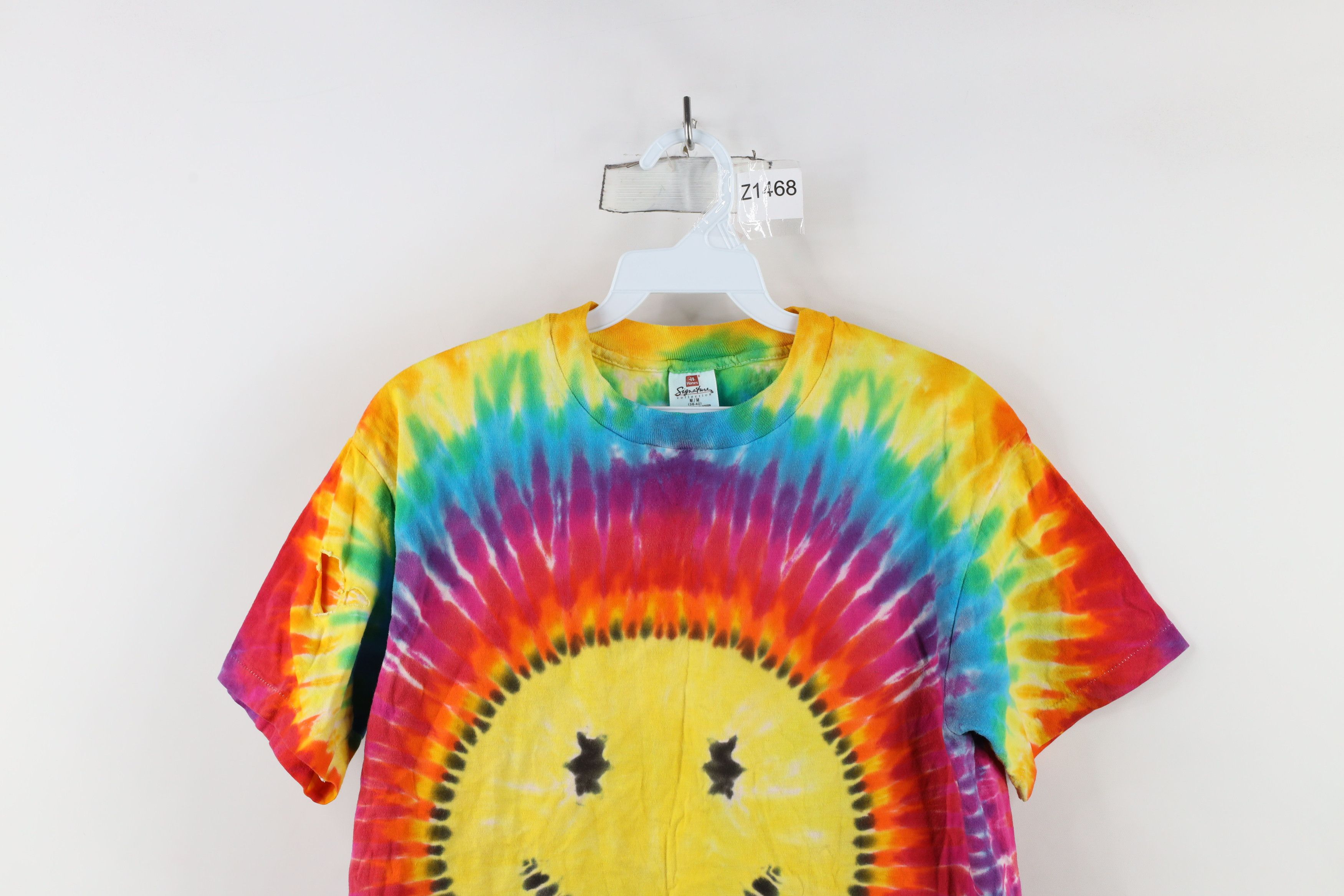 Vintage Vintage 90s Streetwear Rainbow Tie Dye Smiley Face T-Shirt Size M / US 6-8 / IT 42-44 - 2 Thumbnail