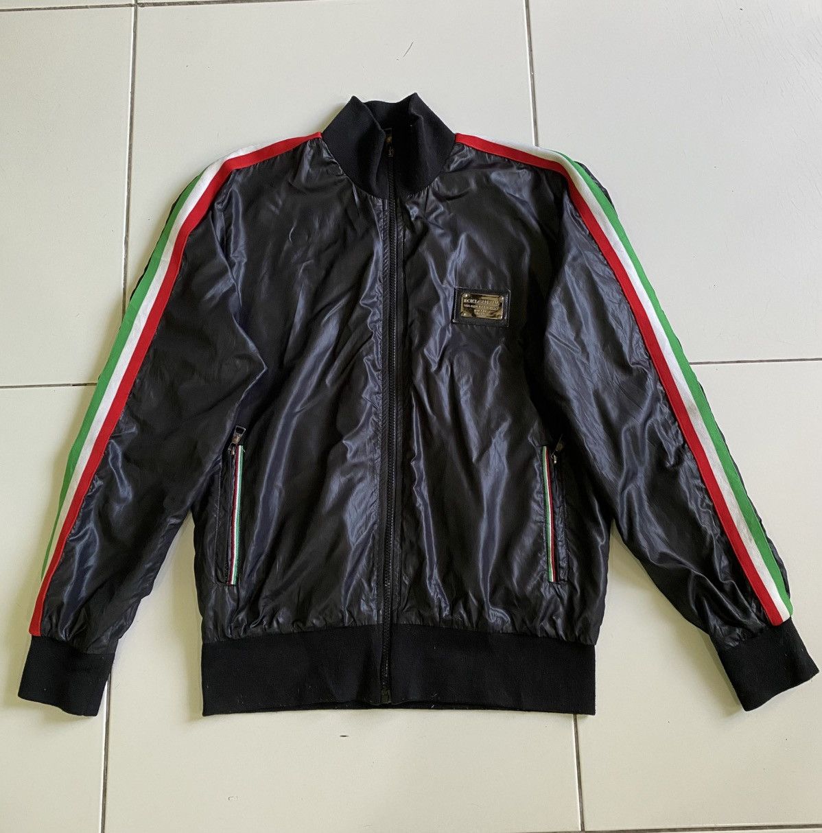 DOLCE&GABBANA NYLON PULLOVER ZIP UP BLACK JACKETS