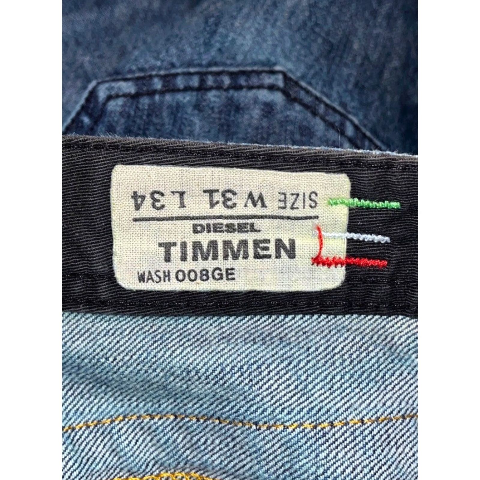 Diesel Diesel Timmen 008GE Jeans W31 L34 Button Fly Straight Mens Size US 31 - 7 Thumbnail