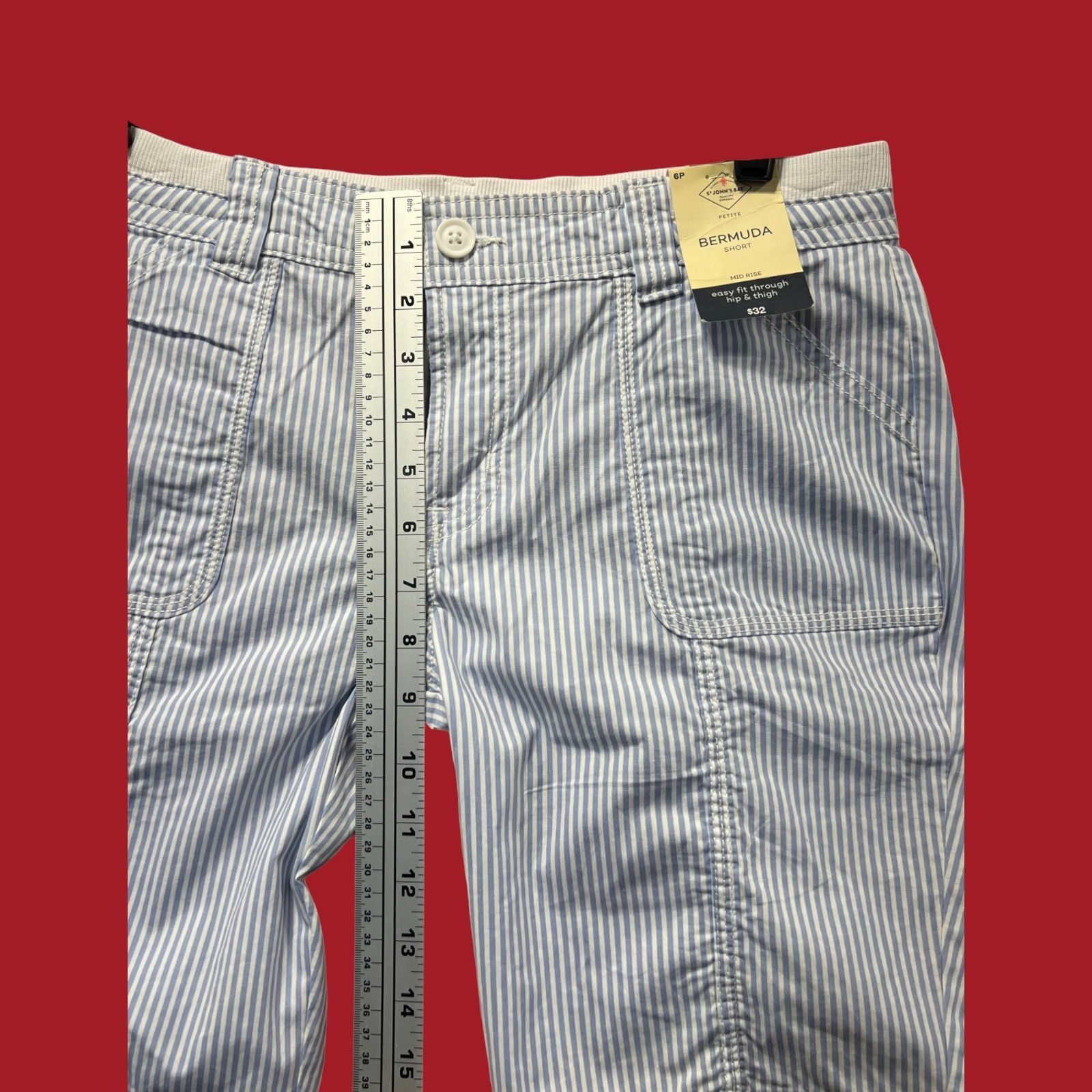 Other St John's Bay - Women's Mid-Rise Striped Cargo Bermuda Short Size 26" / US 2 / IT 38 - 7 Thumbnail