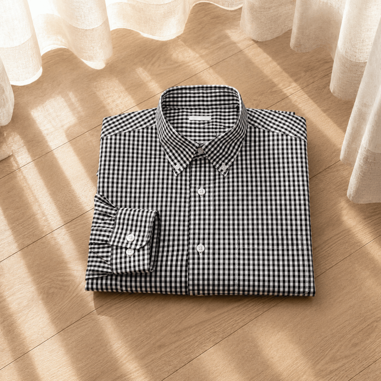 GU GU Men's Checked Long Slave Shirt ( L ) Size US L / EU 52-54 / 3 - 4 Thumbnail