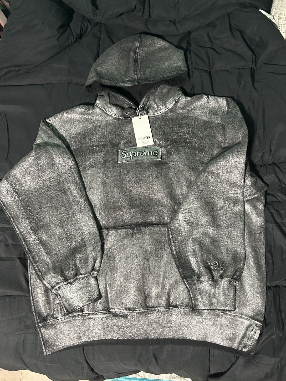 image of Maison Margiela Box Logo Hooded Sweatshirt in Black, Men's (Size Large)