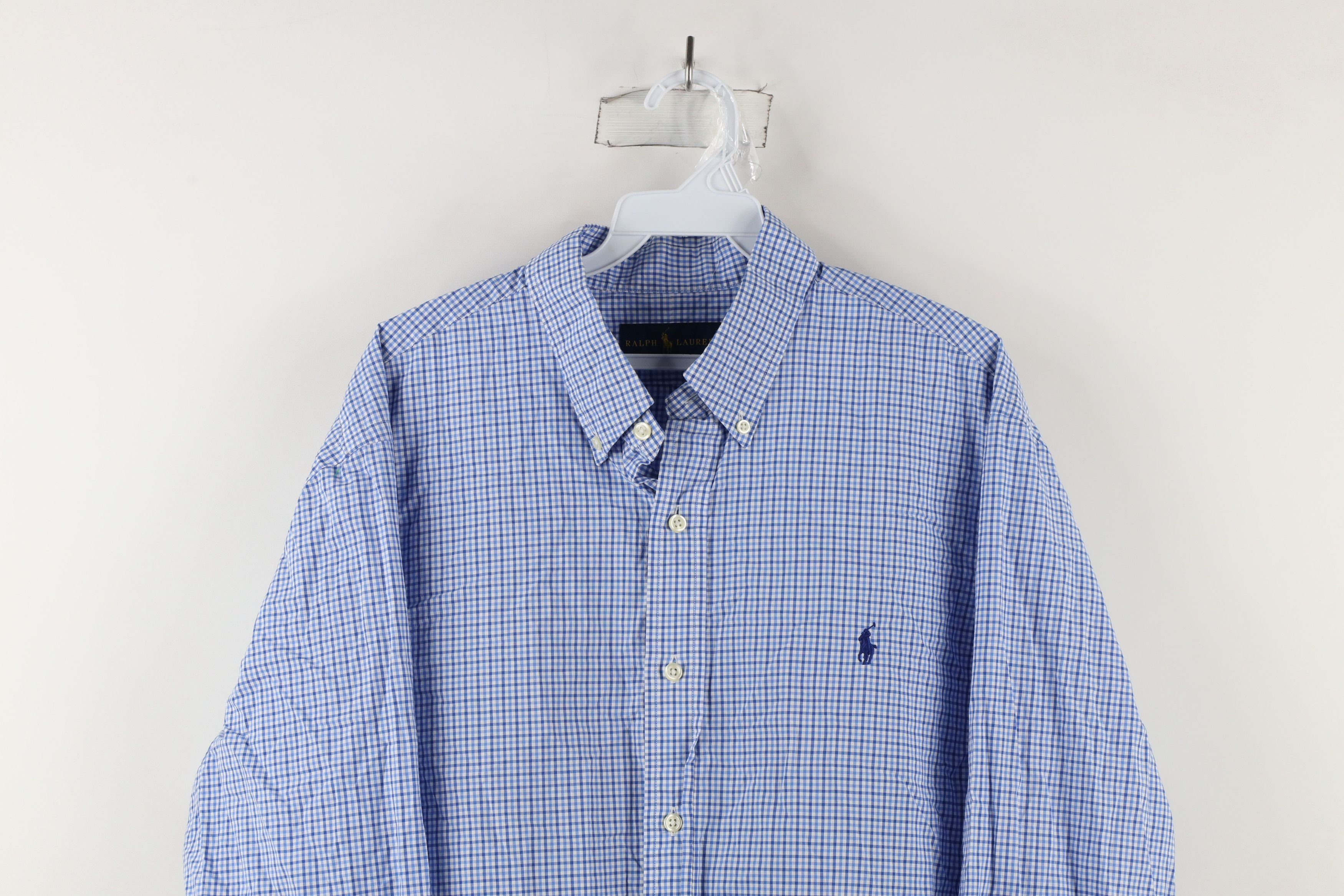 Polo Ralph Lauren Ralph Lauren Long Sleeve Button Down Shirt Blue Plaid Cotton Size US XL / EU 56 / 4 - 2 Thumbnail