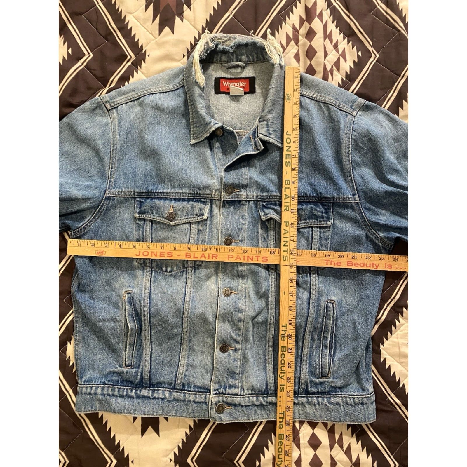 Wrangler VINTAGE Wrangler Hero Denim Trucker Jean Jacket Mens Large Blue Denim Jacket Casual Western 90s Cowboy Size US 33 - 4 Thumbnail