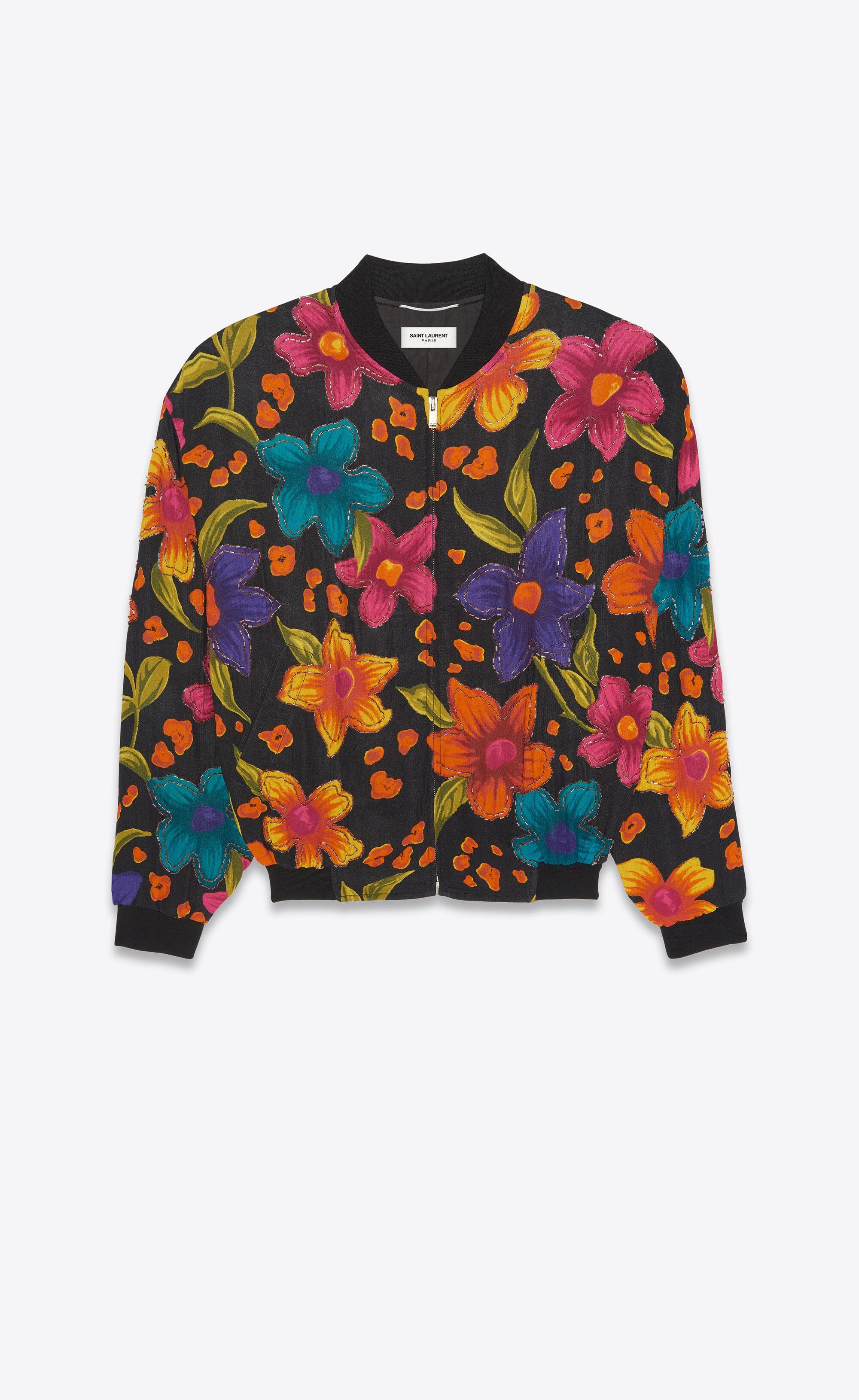 o1s1wg110724 Teddy Jacket in Floral Crepe in Multicolor