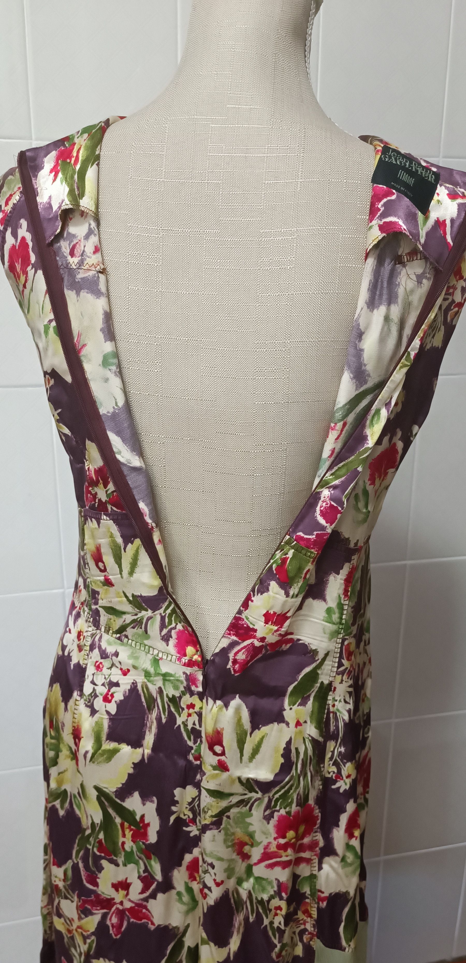 Jean Paul Gaultier 2000's- Midi dress in shiny purple satin Size M / US 6-8 / IT 42-44 - 18 Thumbnail