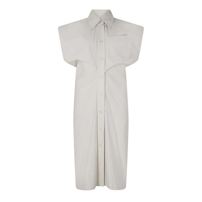 Bottega Veneta Bottega Veneta Collared Neck Midi A-Line Dress in White Size M / US 6-8 / IT 42-44 - 1 Thumbnail