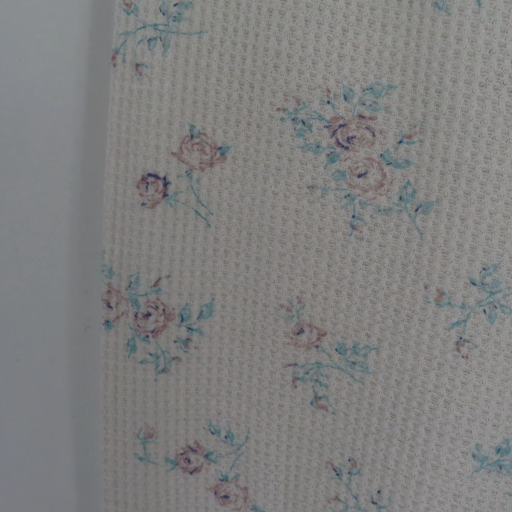 Valentino VTG Valentines Women Medium White Waffle Pants Pajamas PJs Pastel Floral Flowers Size 32" / US 10 / IT 46 - 4 Thumbnail
