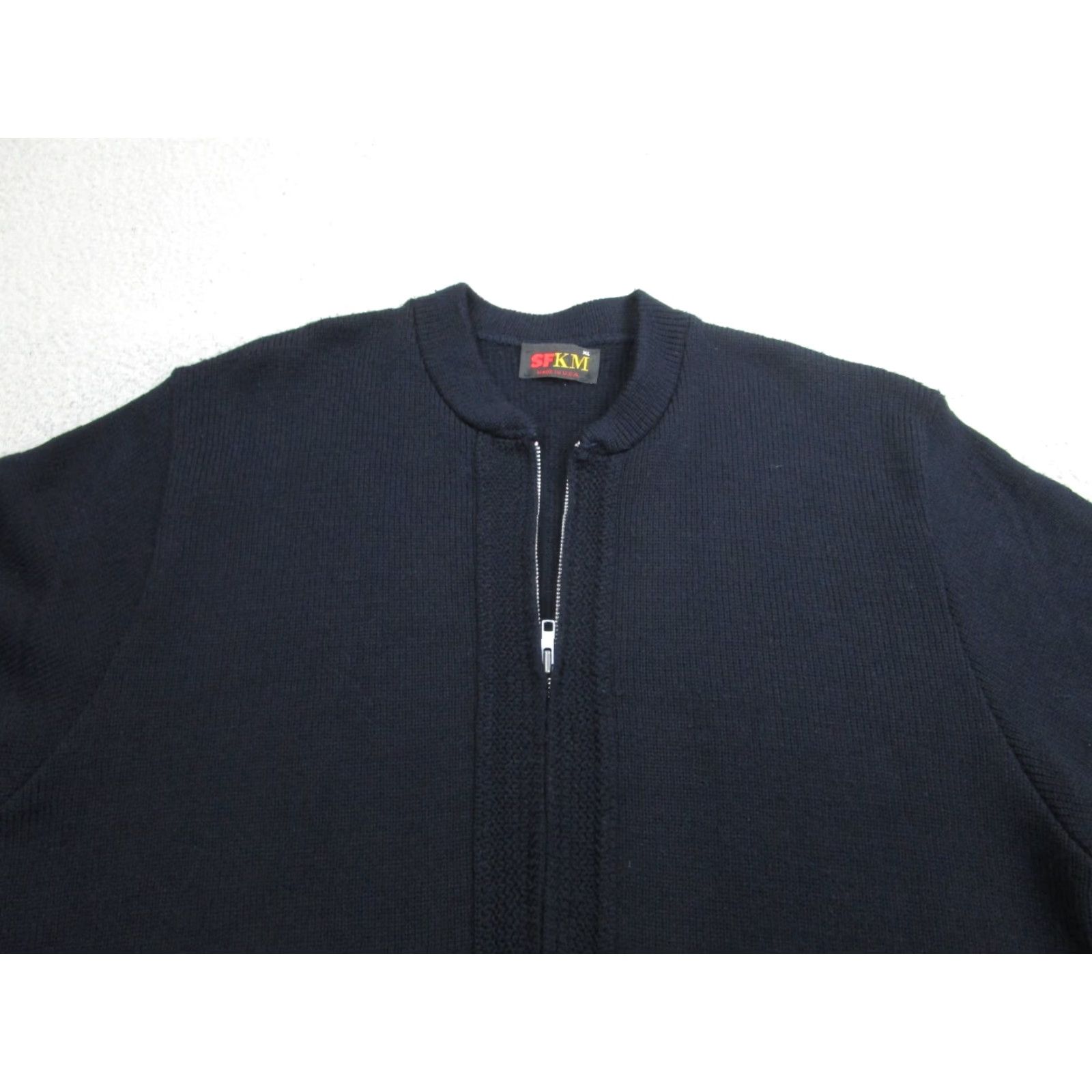 Vintage VINTAGE SFKM Cardigan Sweater Mens XL Blue Acrylic 80s Zip Knit Rockabilly USA Size US XL / EU 56 / 4 - 2 Thumbnail