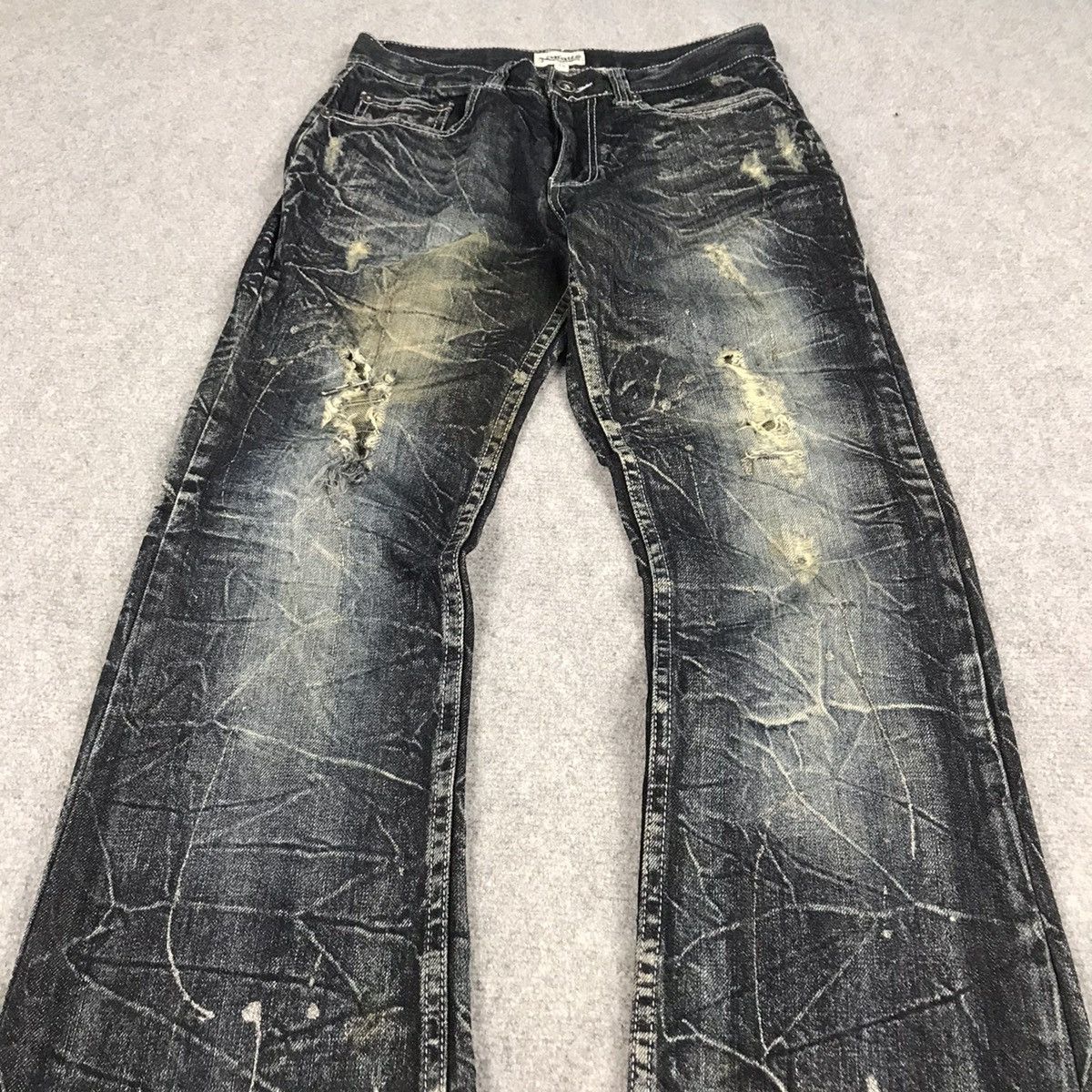 If Six Was Nine FLARE DISTRESSED NYLAUS RUSTY DENIM BOOT CUT PANTS Size US 28 / EU 44 - 3 Thumbnail