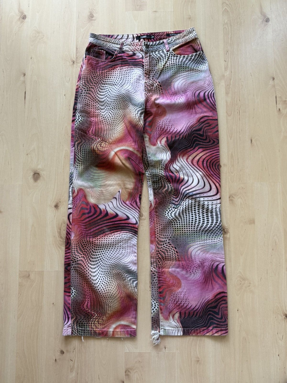Jaded London Jaded London Slouchy Fit Pink Swirl Psychedelic jeans unisex Size US 32 / EU 48 - 1 Thumbnail