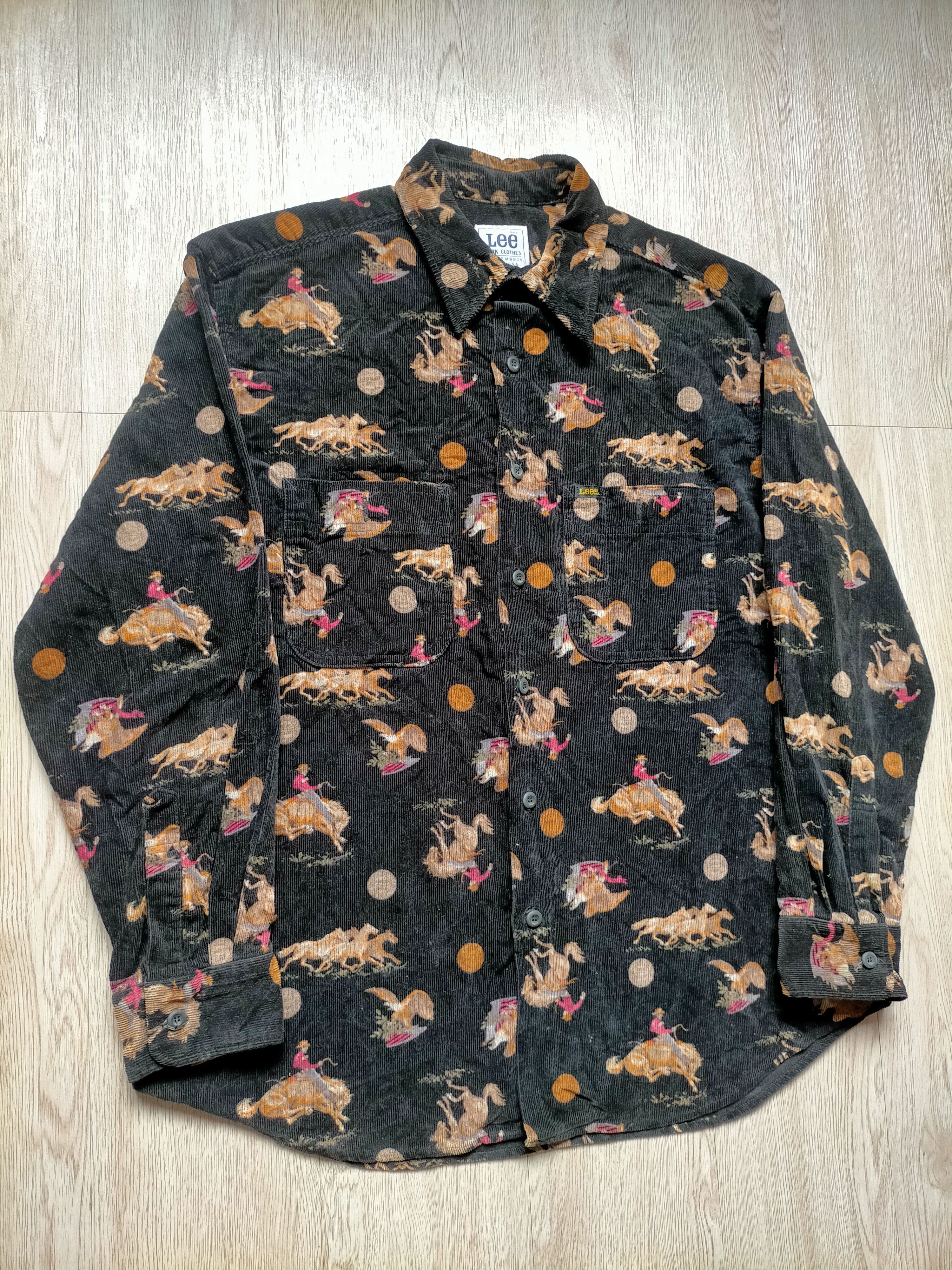 Lee 🔥Rare Lee Coudroy Full print Work shirt button ups Size US L / EU 52-54 / 3 - 5 Thumbnail
