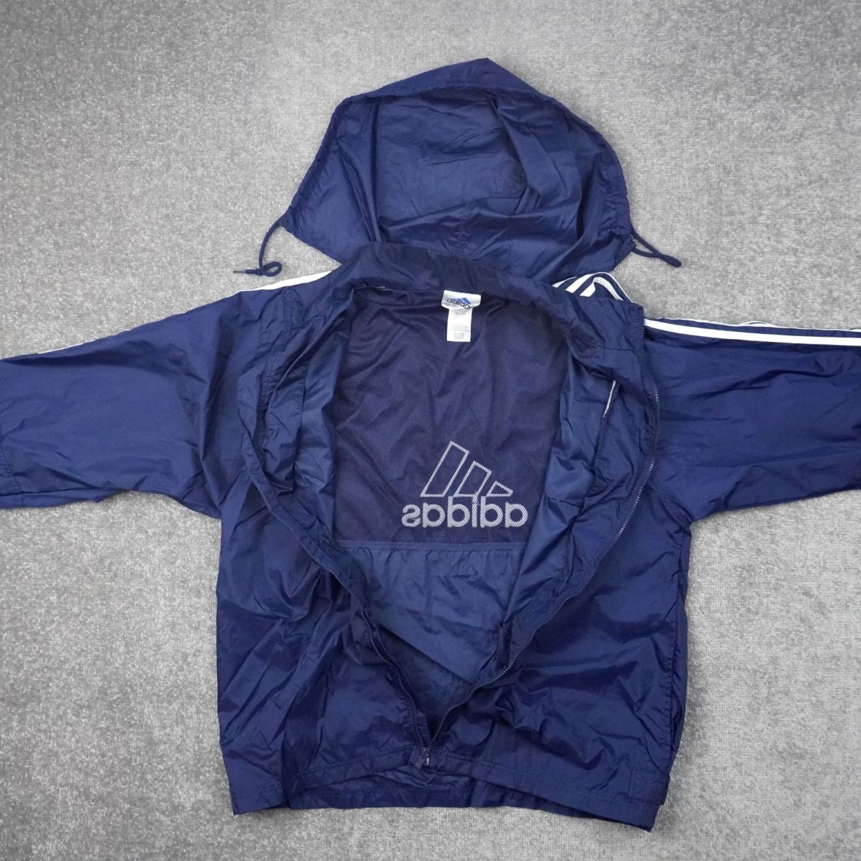 Adidas VINTAGE adidas Windbreaker Hooded Mens XL Blue Full Zip Jacket Size US XL / EU 56 / 4 - 2 Thumbnail