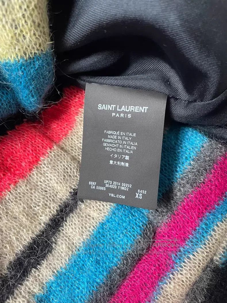 Saint Laurent Paris Saint Laurent Paris Rainbow Color Block Mohair Open Cardig Size US XS / EU 42 / 0 - 5 Thumbnail