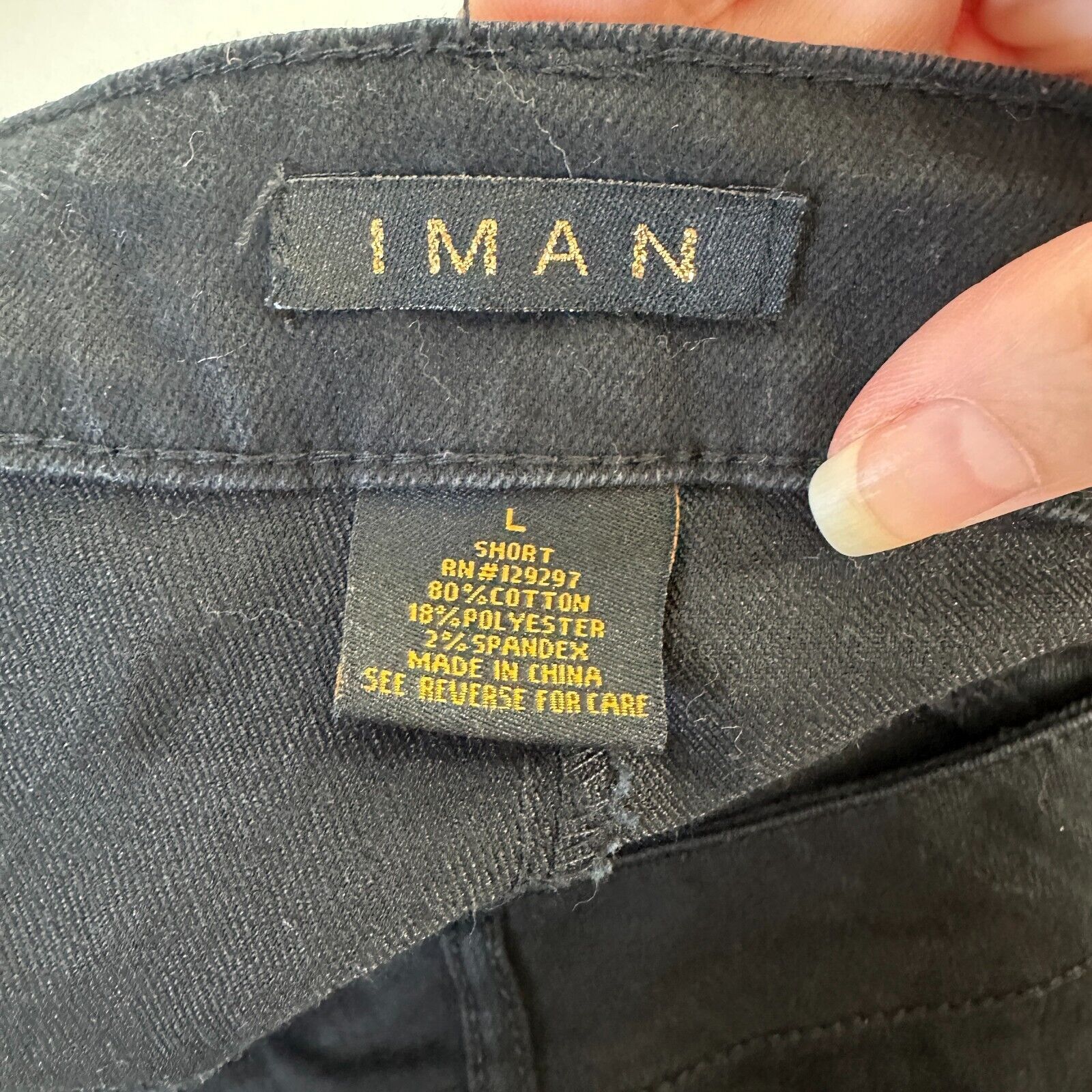 Other Iman Black Stretch Flat Straight Leg Jean L Short Size 34" / US 12 / IT 48 - 5 Thumbnail