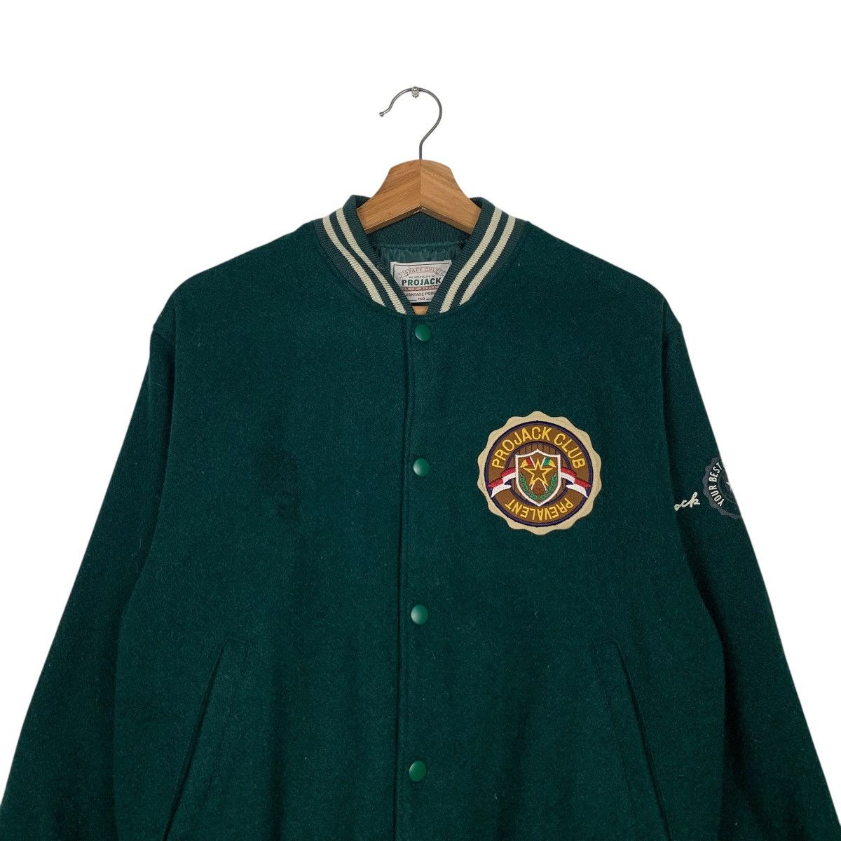 Japanese Brand PROJACK CLUB PREVALENT Green Wool Varsity Jacket #2148-C95 Size US S / EU 44-46 / 1 - 2 Thumbnail